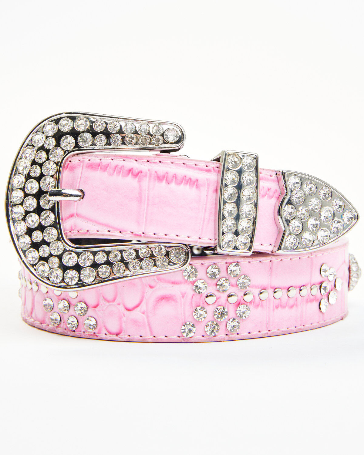 Girls' Shyanne Rhinestone Croc Print Arrow Belt