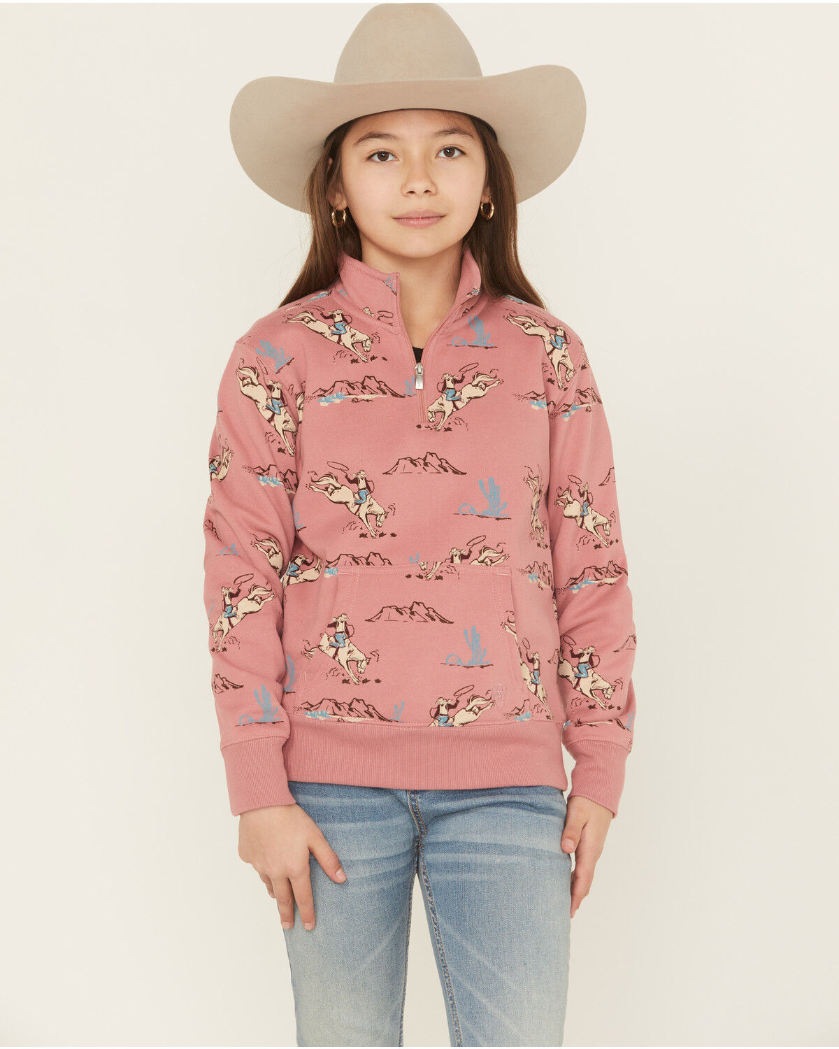 Girls' Ariat Horse Print 1/4 Zip Pullover