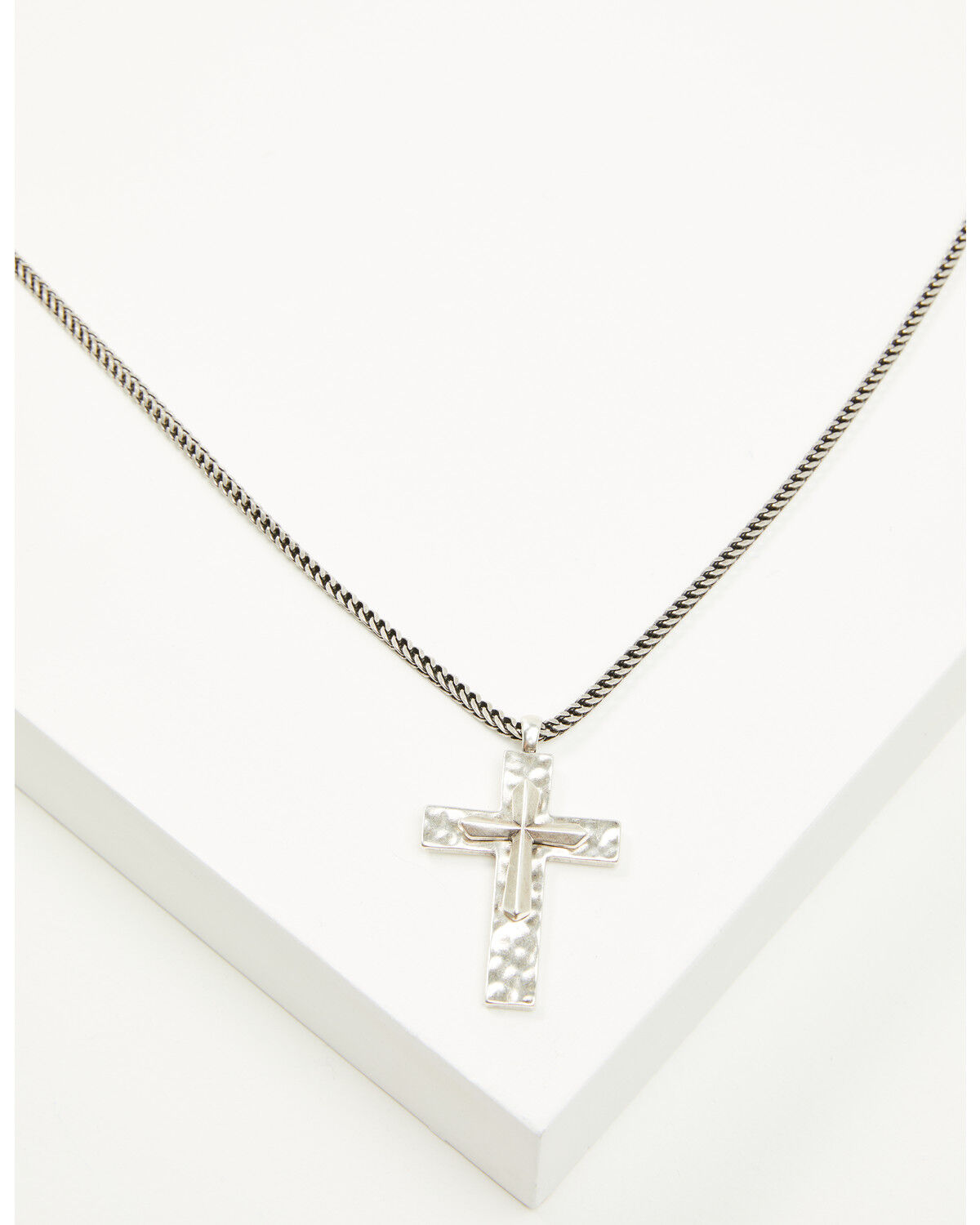 Men's Cody James Hammered Double Cross Necklace