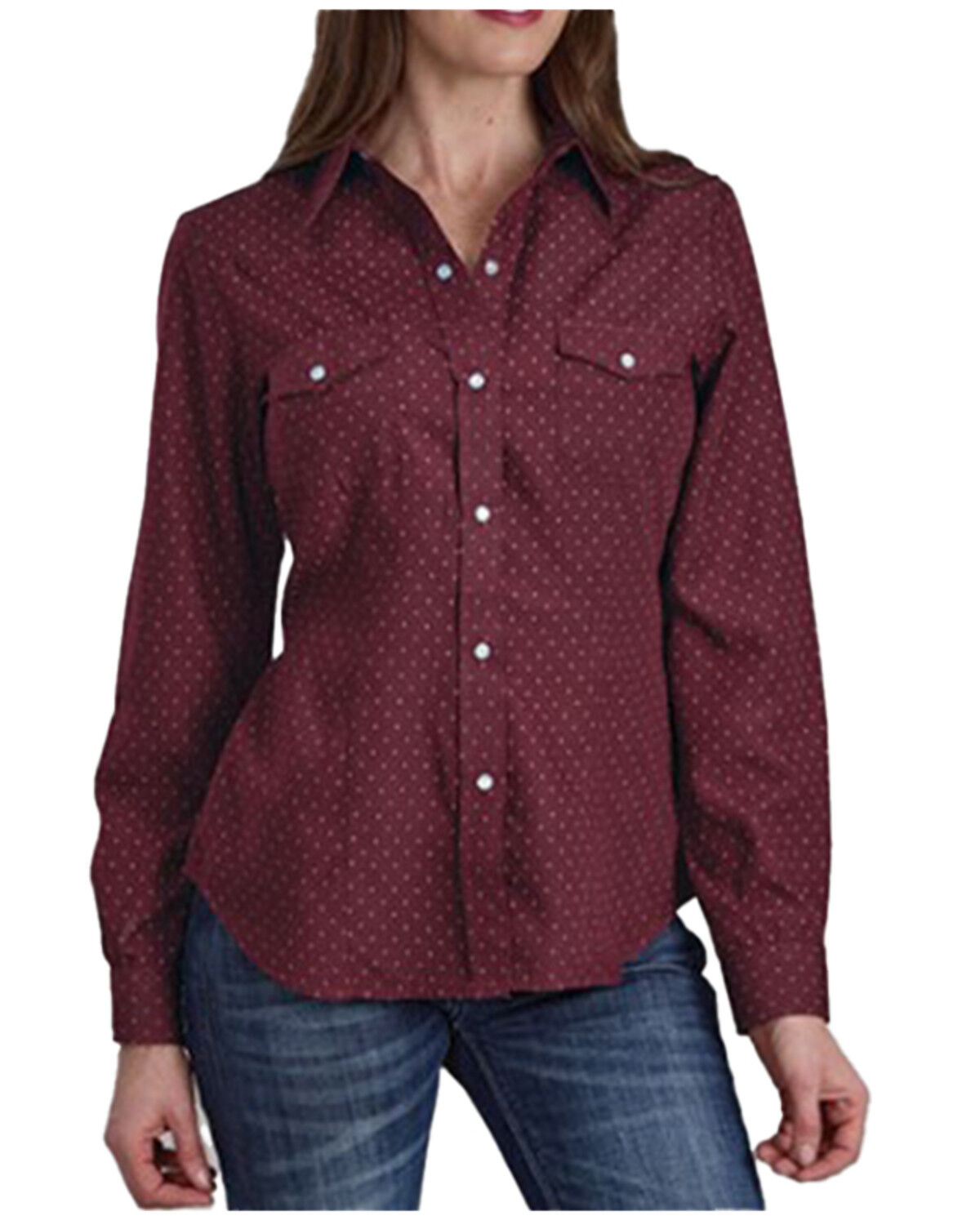 Women's Roper Dotted Print Long Sleeved Pearl Snap Western Shirt