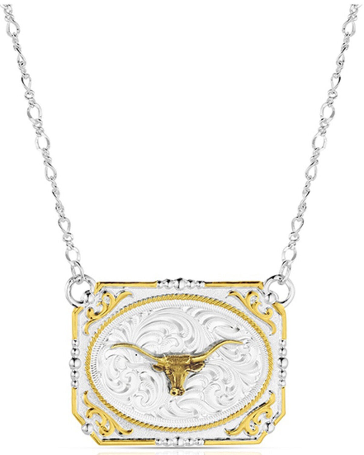 Women's Montana Silversmiths Western Buckle Necklace with Longhorn