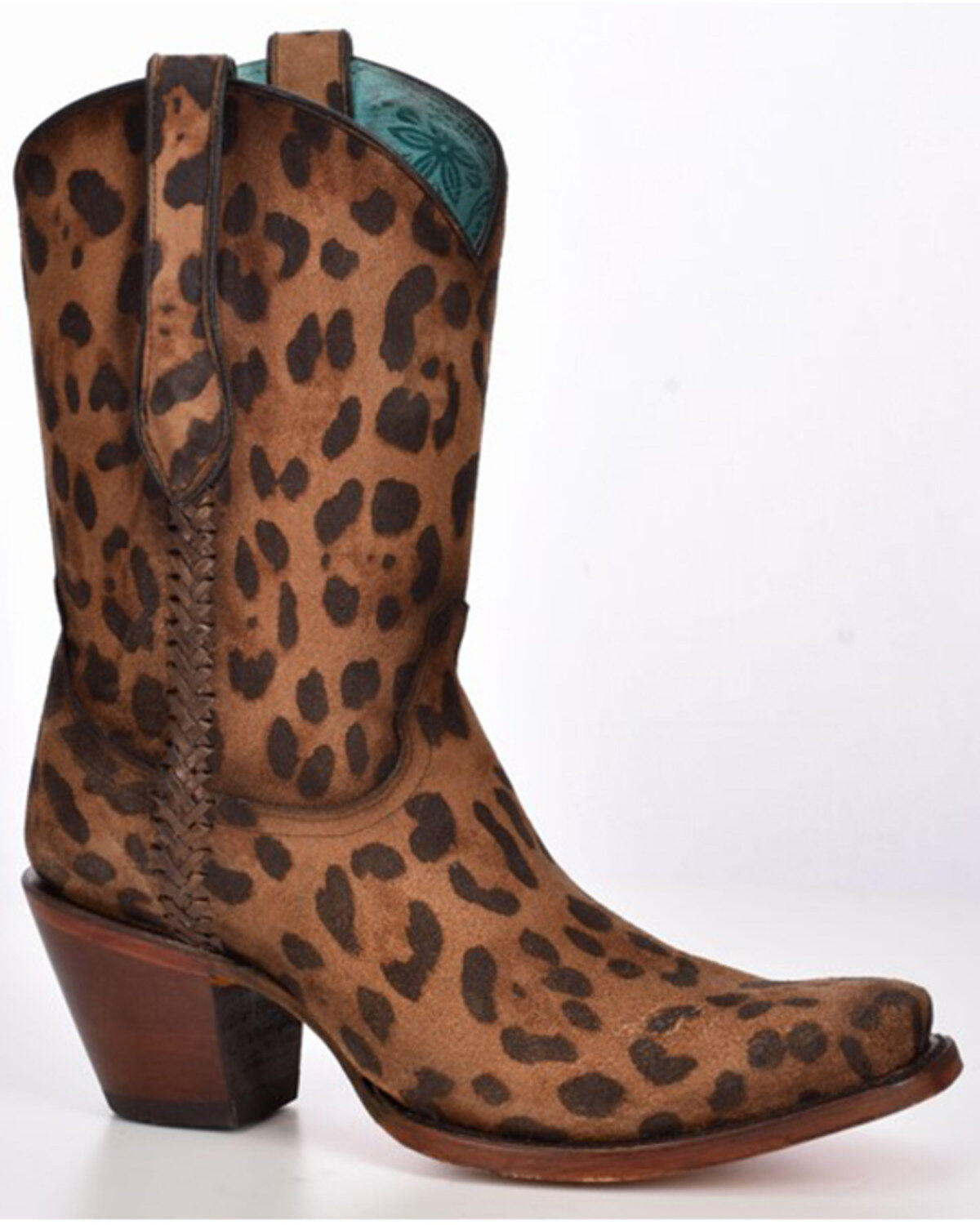 Women's Corral Leopard Print Braided Western Boots - Snip Toe