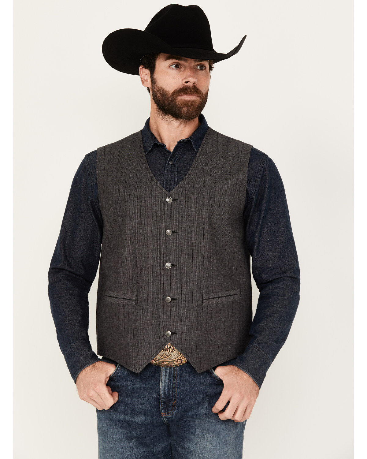 Men's Moonshine Spirit Herringbone Button-Down Wool Vest
