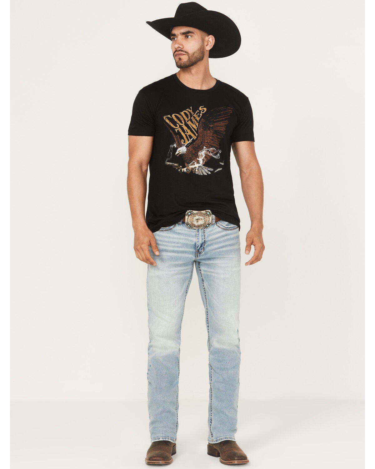 Cody James Jackson Slim Straight Stretch Jeans for Men in Light Wash – Cyclone Wash Denim, Size 30x34