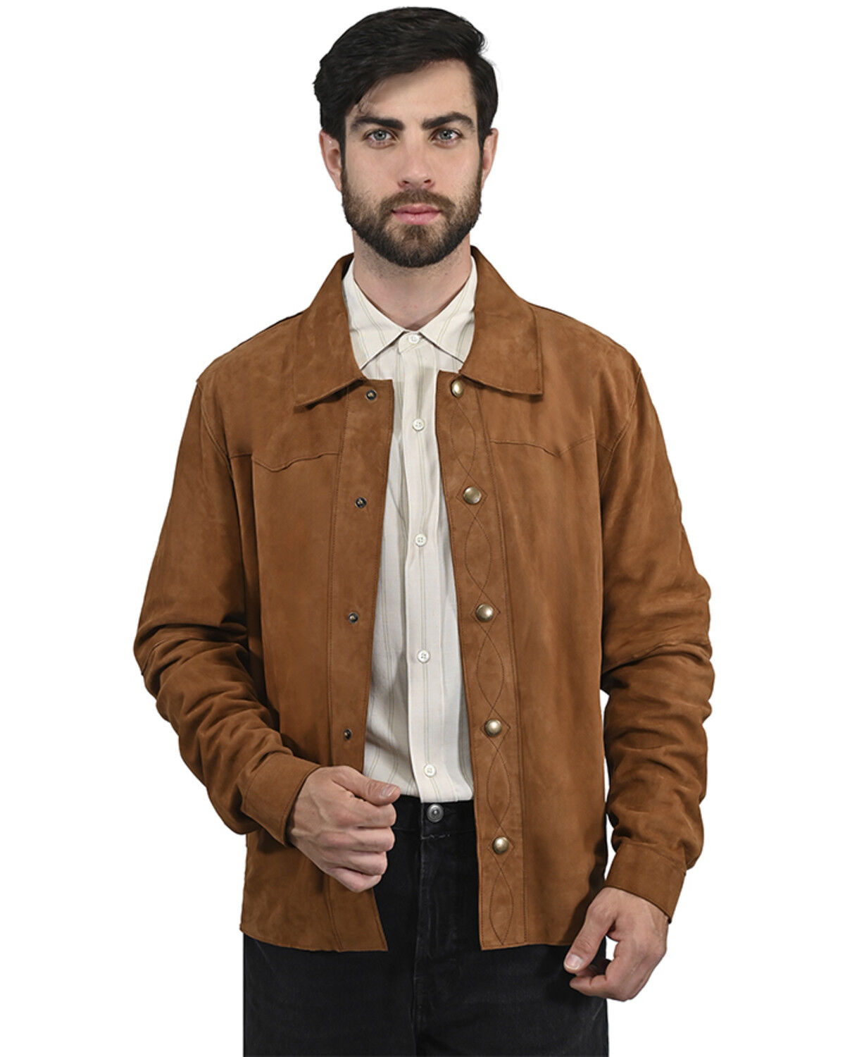 Men's Frye Solid Suede Snap Western Shirt
