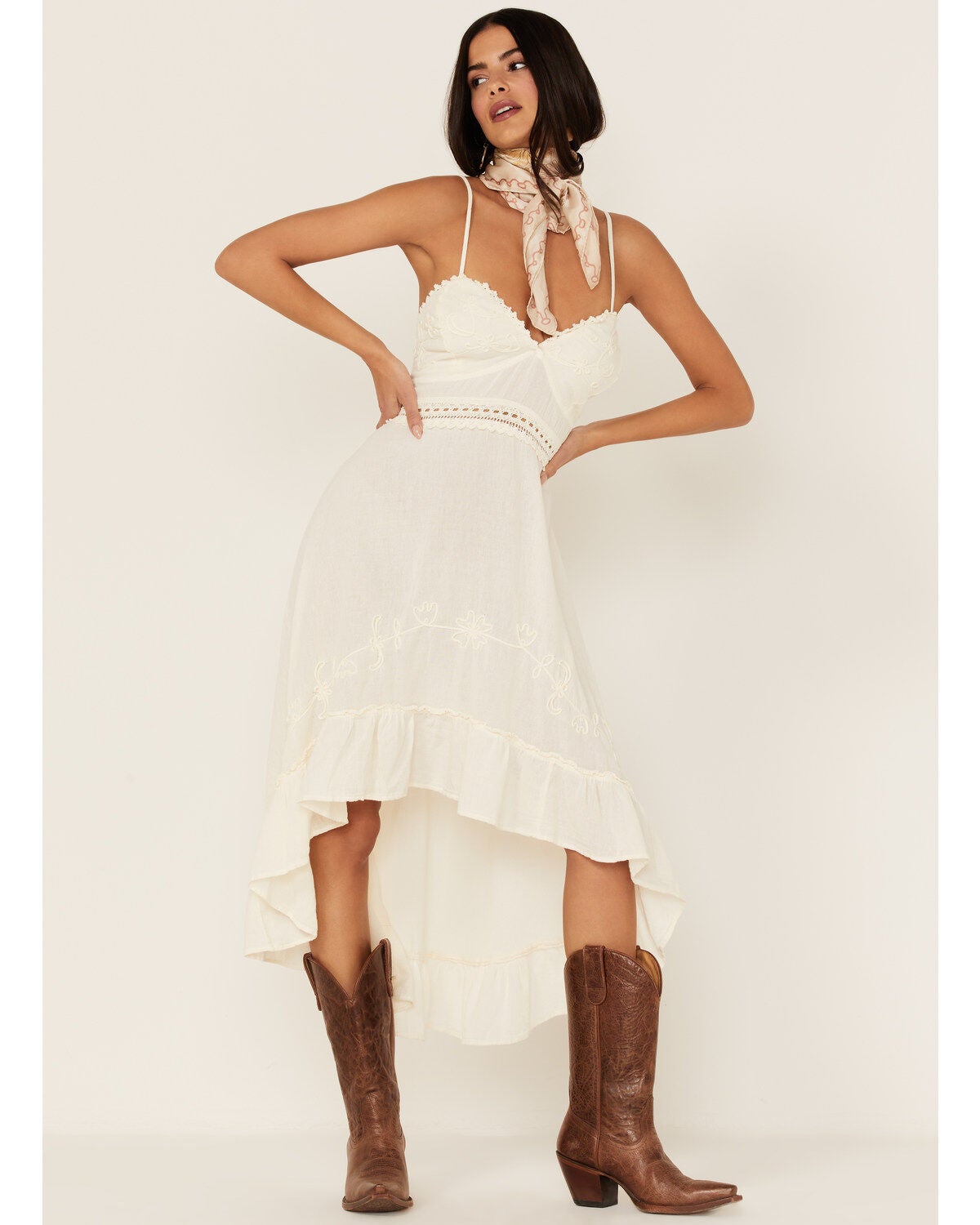 Women's Scully Embroidered Ruffled Hi-Lo Dress