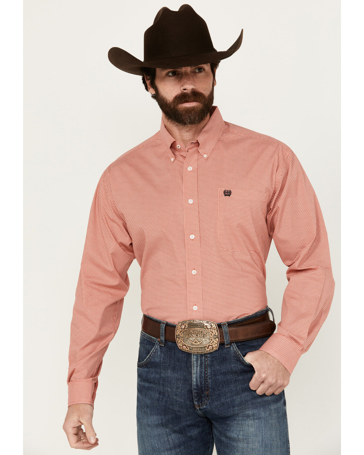 Men's Cinch Geo Print Long Sleeve Button-Down Stretch Western Shirt
