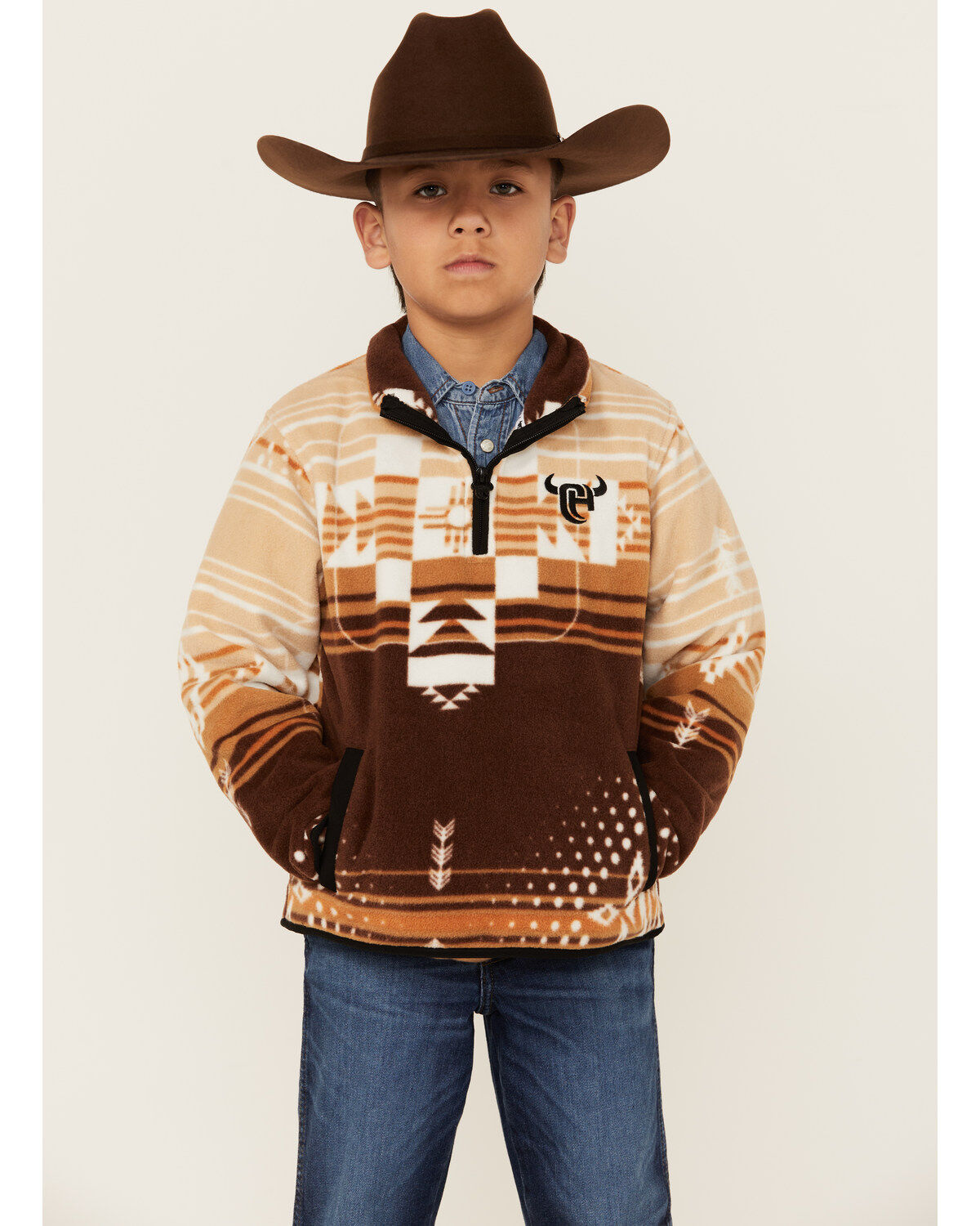 Boys' Cowboy Hardware Cadet Southwestern Print Polar Fleece Pullover