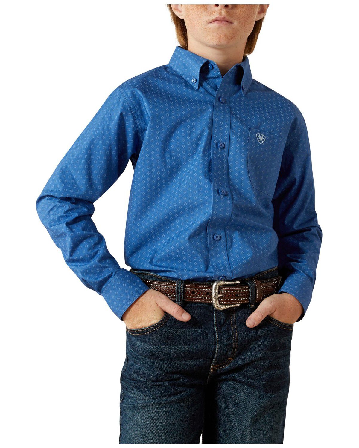 Boys' Ariat Geo Print Long Sleeve Button-Down Western Shirt