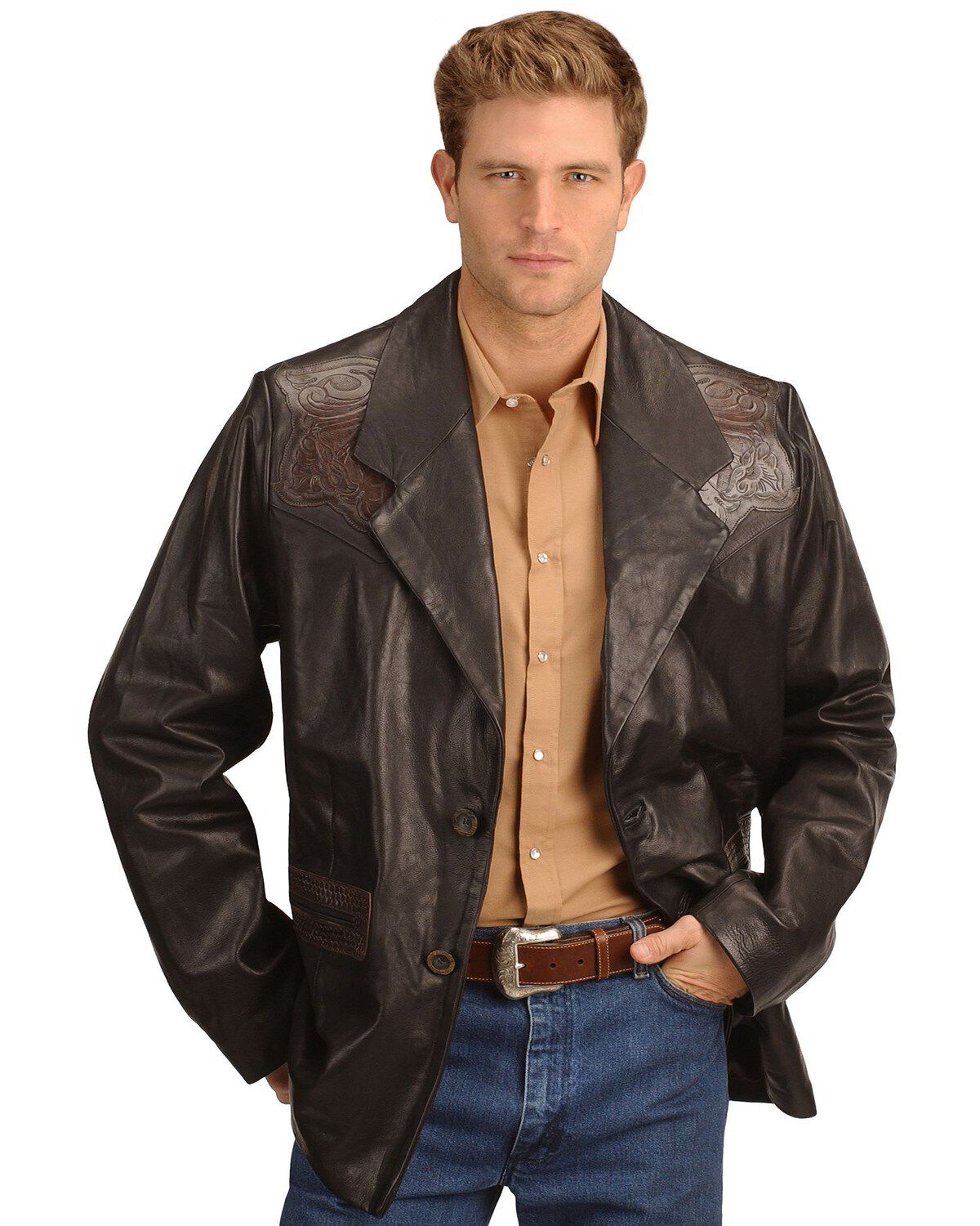 Kobler Hand Tooled Leather Blazer