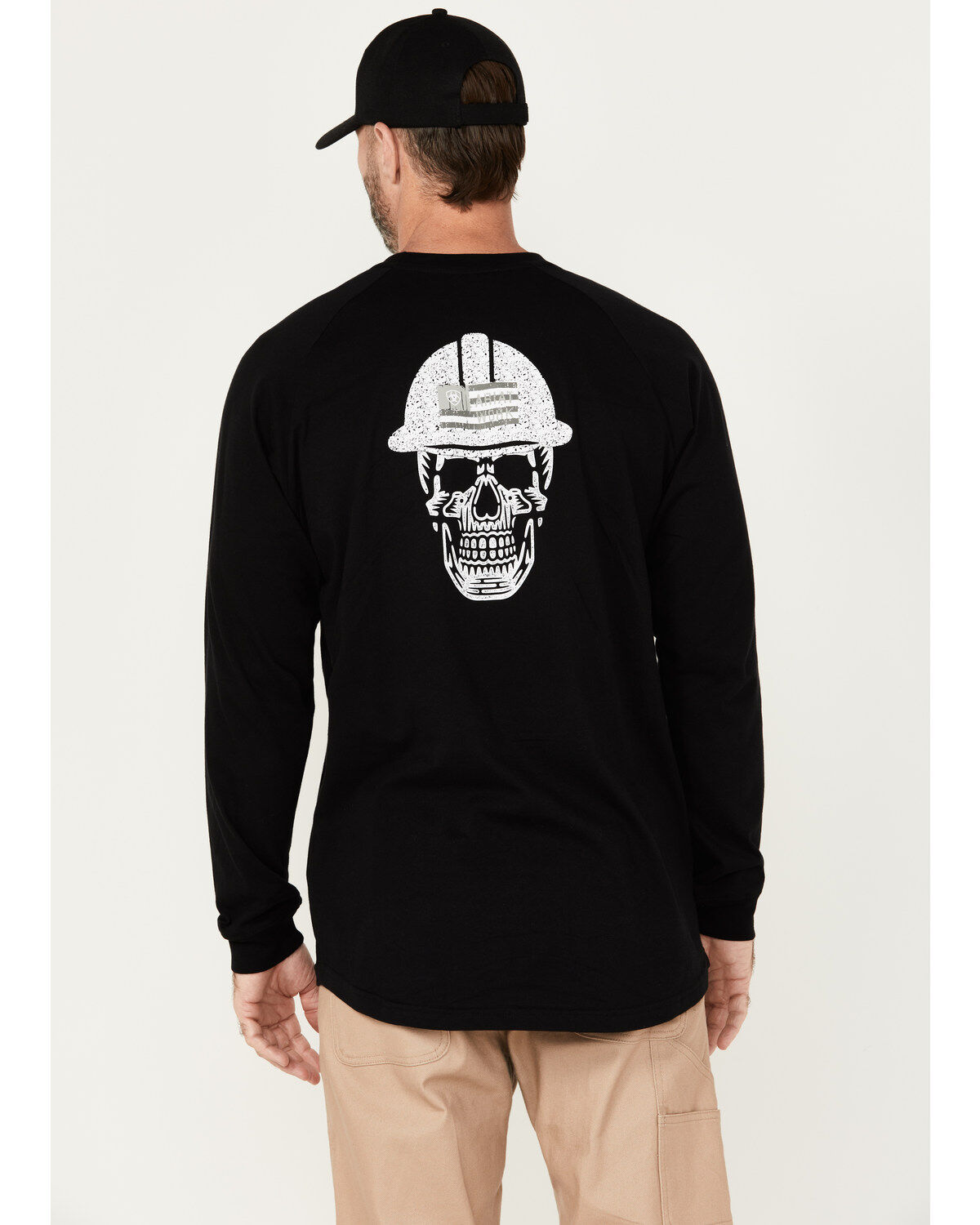 Men's Ariat Black Rebar Workman Back Graphic Long Sleeve Work Pocket T