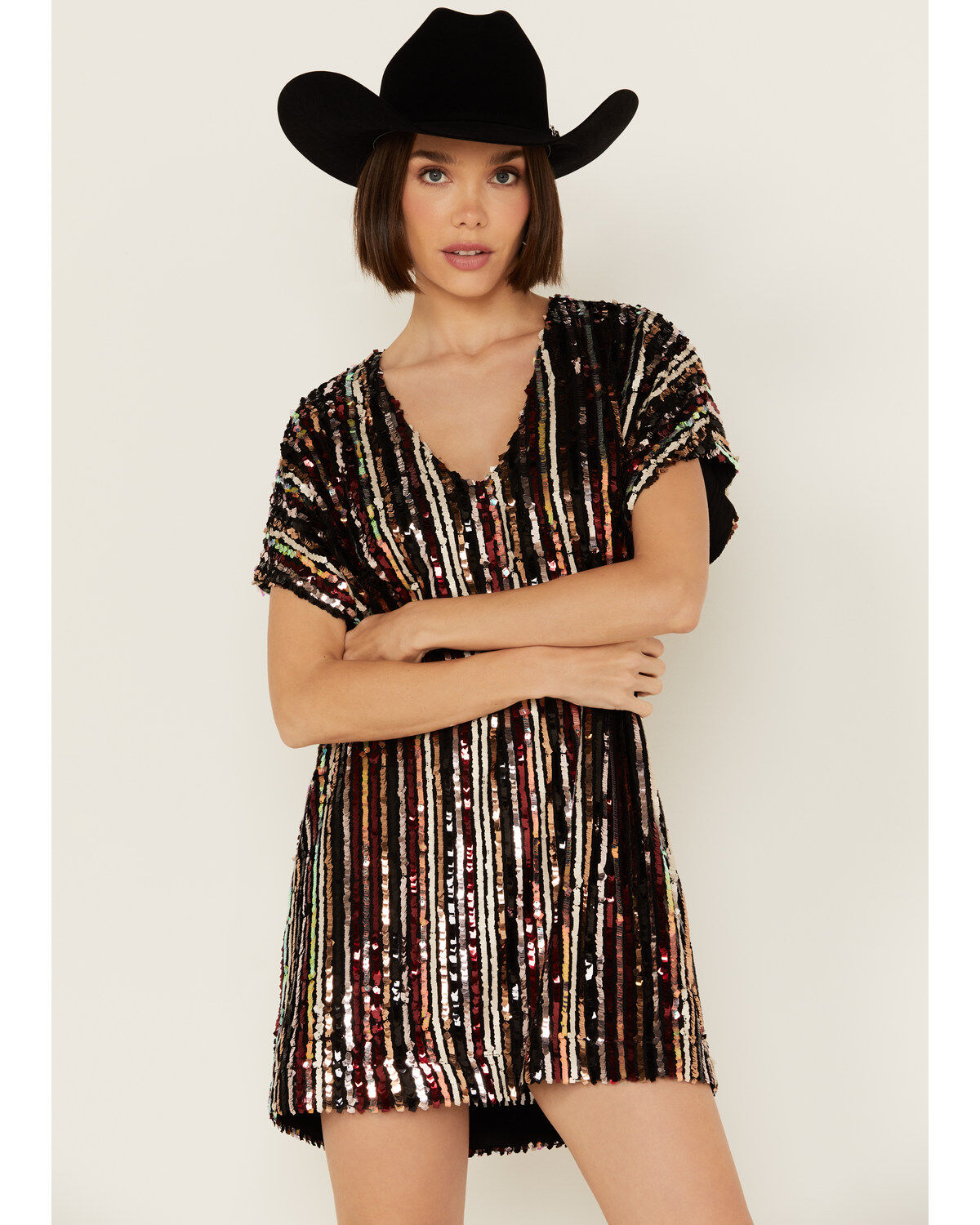 Women's By Together Striped Sequins Mini Dress