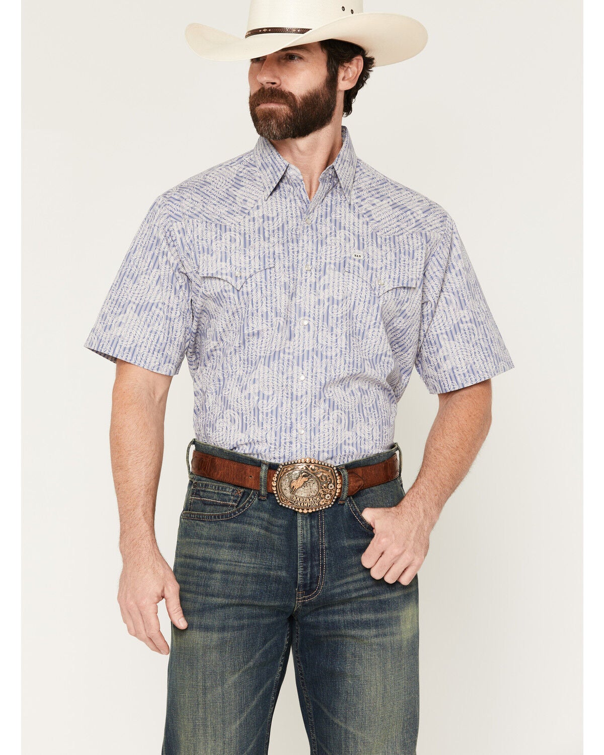 Men's Ely Walker Paisley Print Short Sleeve Snap Western Shirt