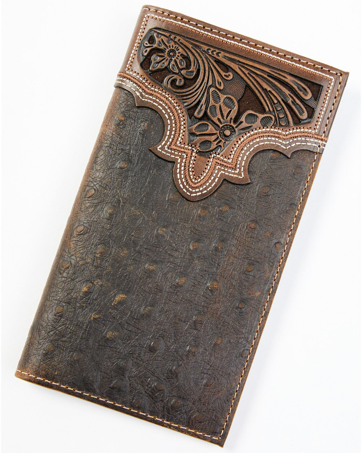 Men's Cody James Ostrich Tooled Checkbook Wallet