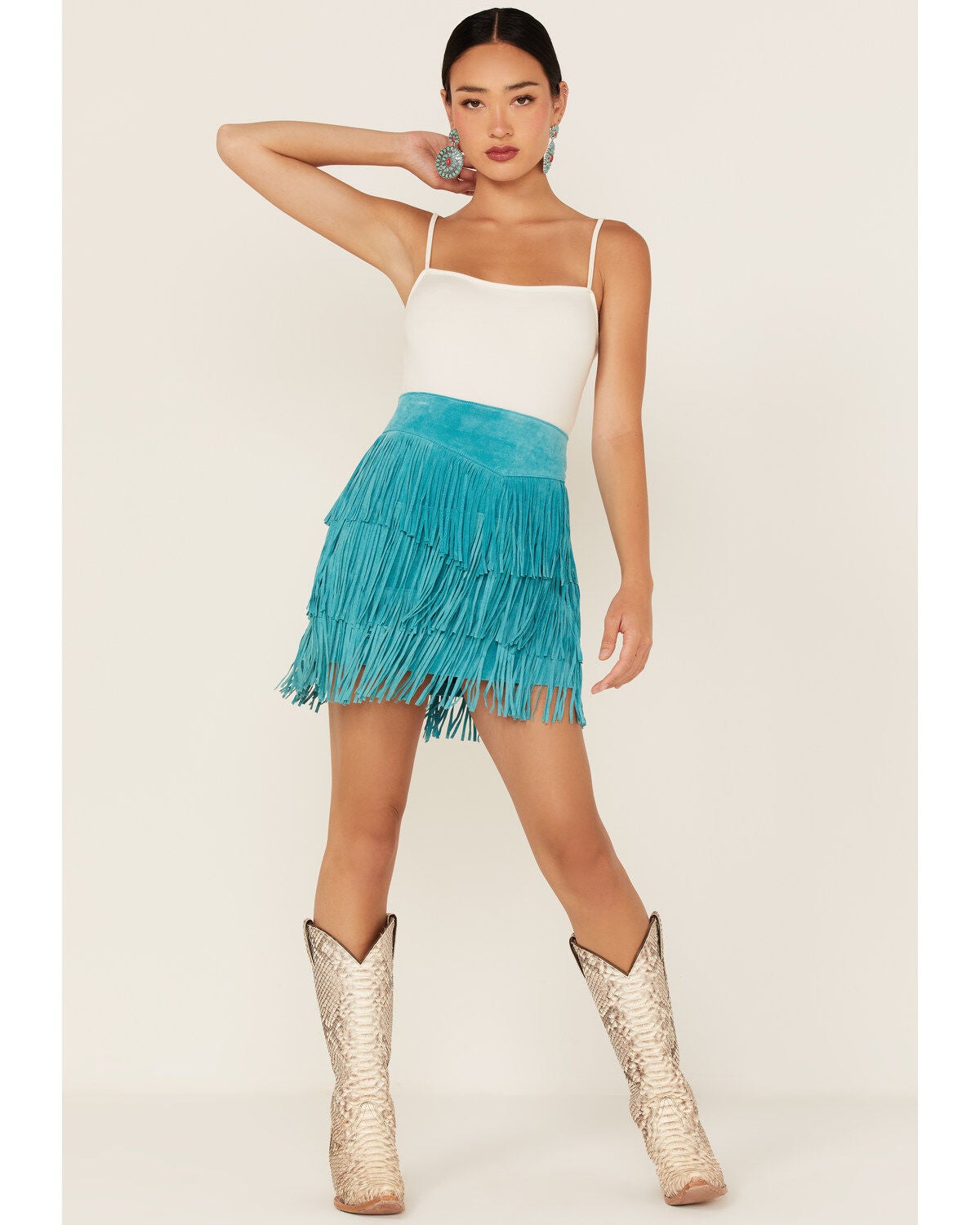 Women's Scully Fringe Tiered Suede Mini Skirt
