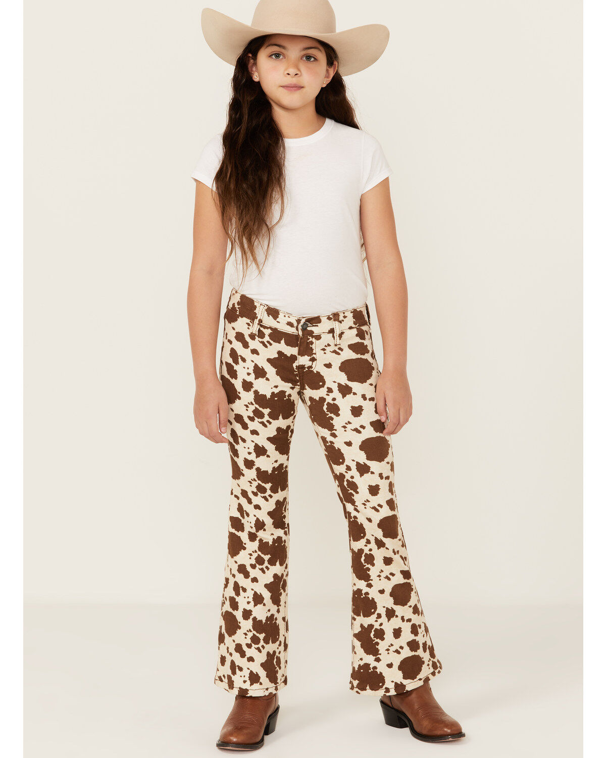 Girls' Rock & Roll Denim Cow Print Flare Stretch Denim Jeans