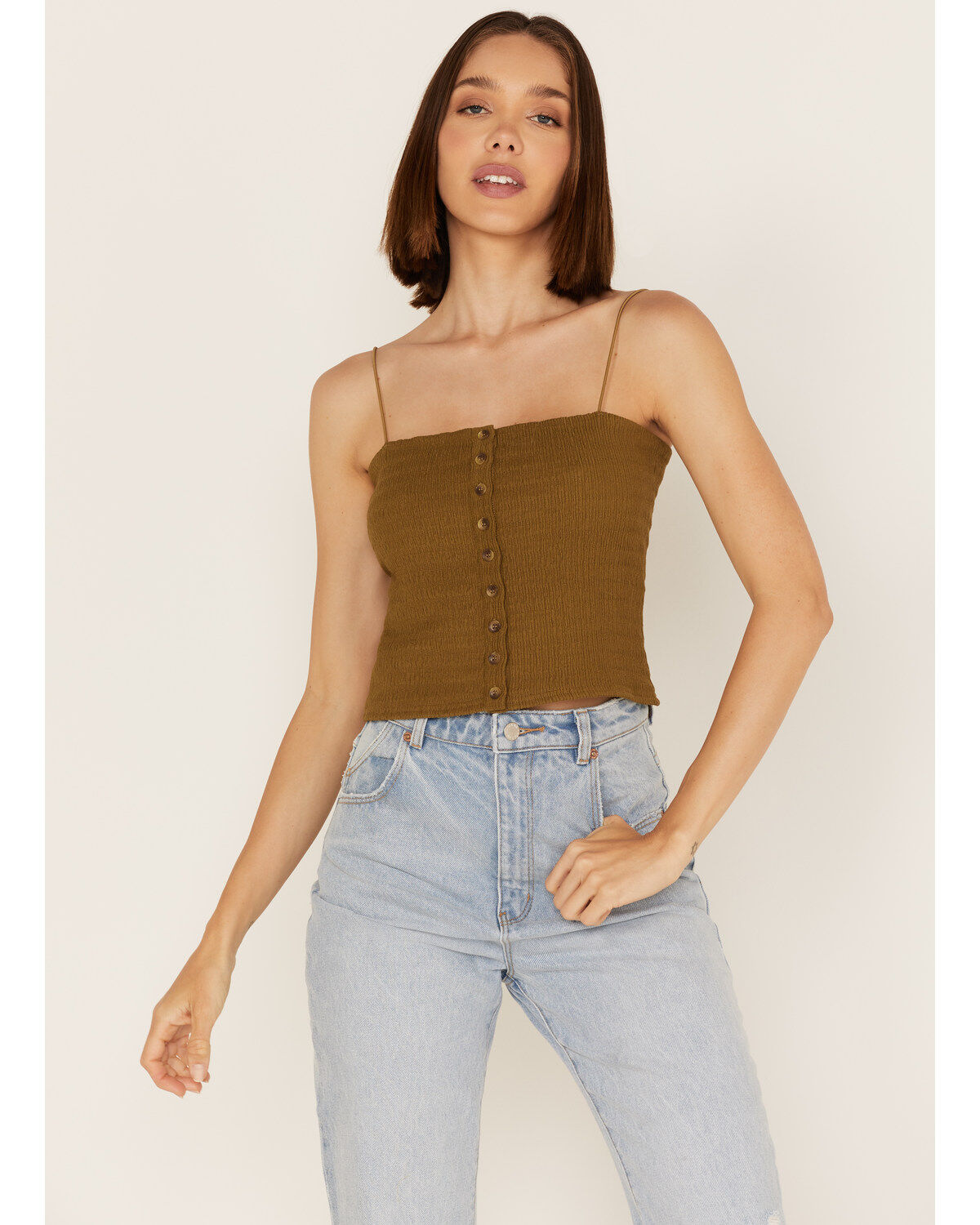 Women's Cleo + Wolf Smocked Button Front Tank