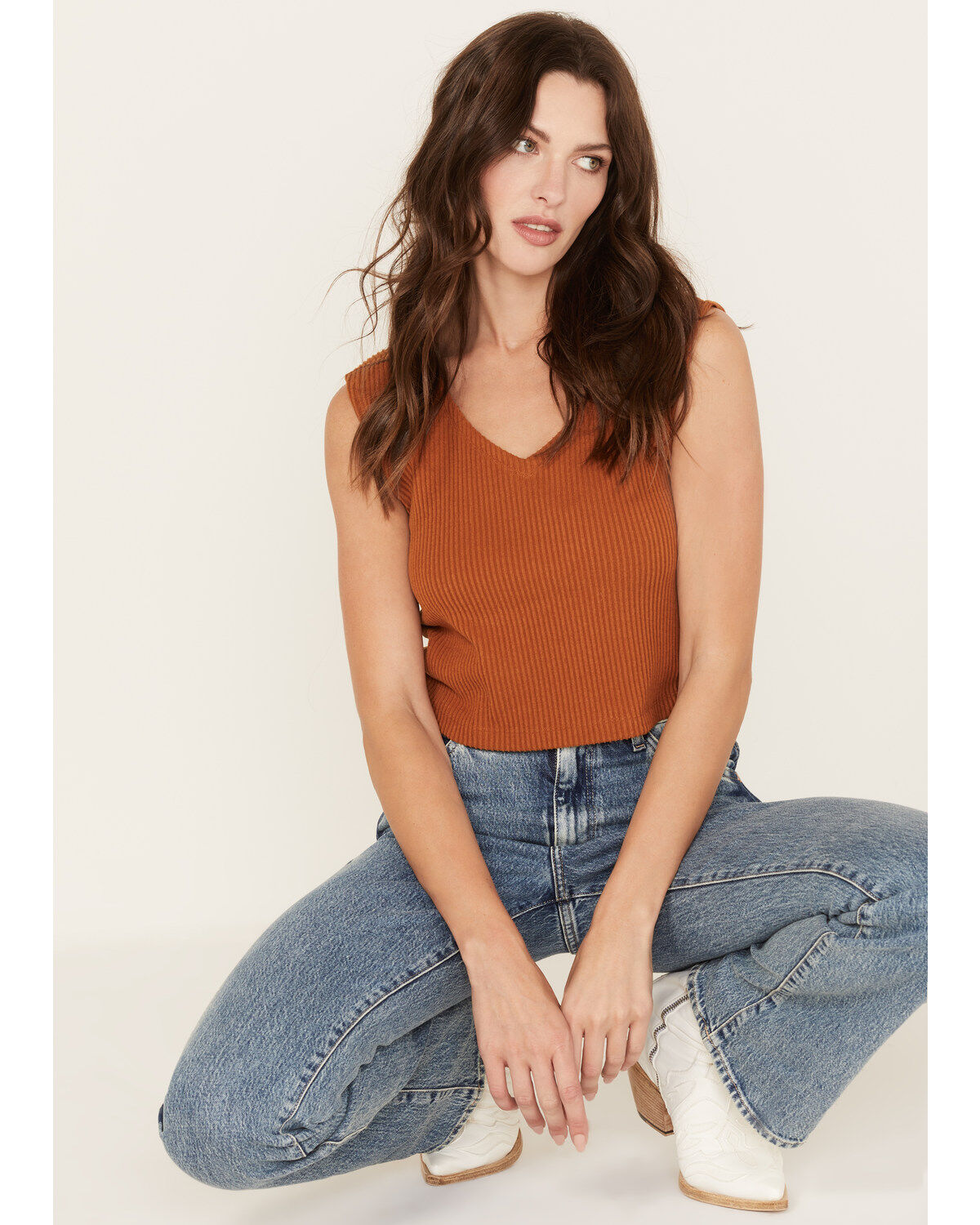 Women's Cleo + Wolf Ribbed V-Neck Tank