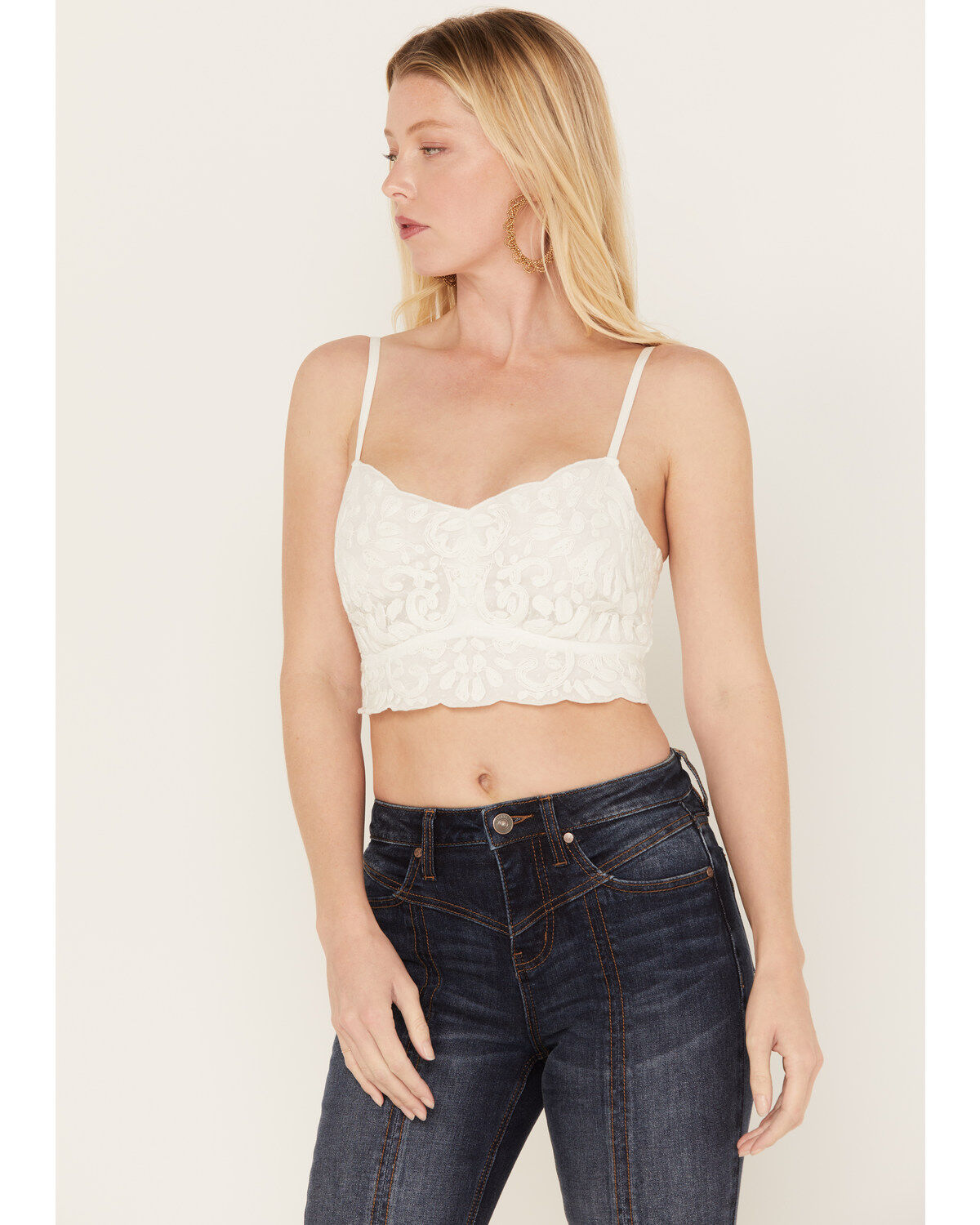 Women's Shyanne Mesh Embroidered Bandeau Tank Top