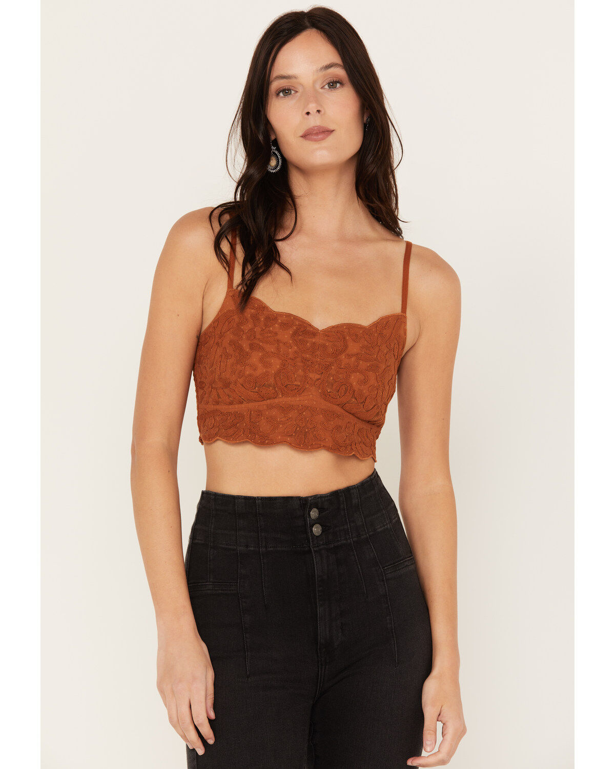 Women's Shyanne Mesh Embroidered Bandeau Tank Top