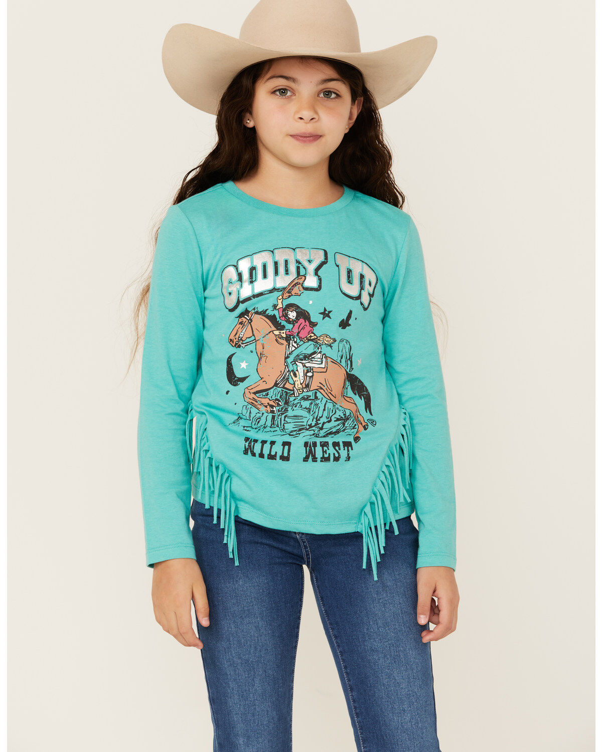 Girls' Rock & Roll Denim Giddy Up Long Sleeve Graphic Tee