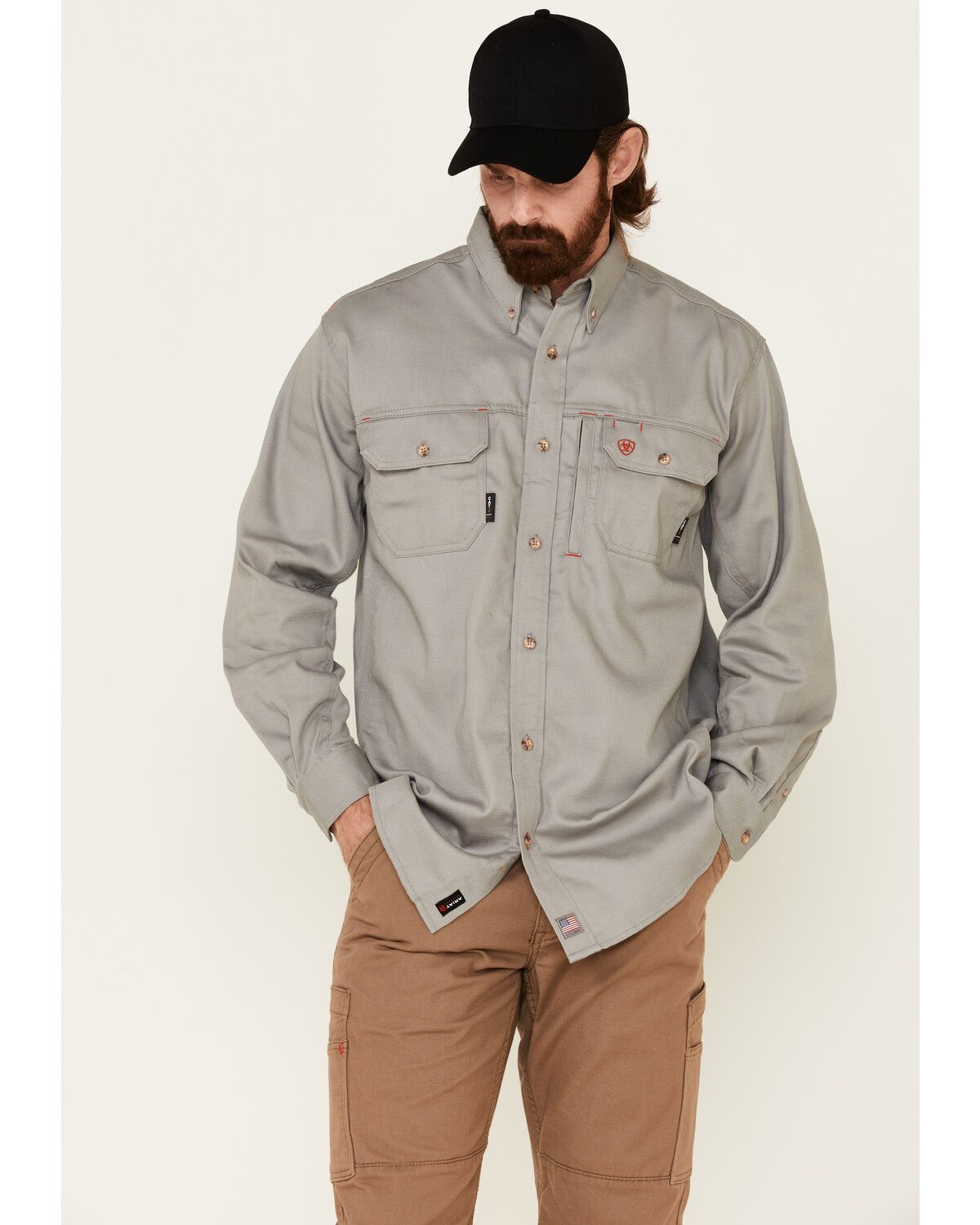 Men's Ariat FR Solid Vent Long Sleeve Button Down Work Shirt