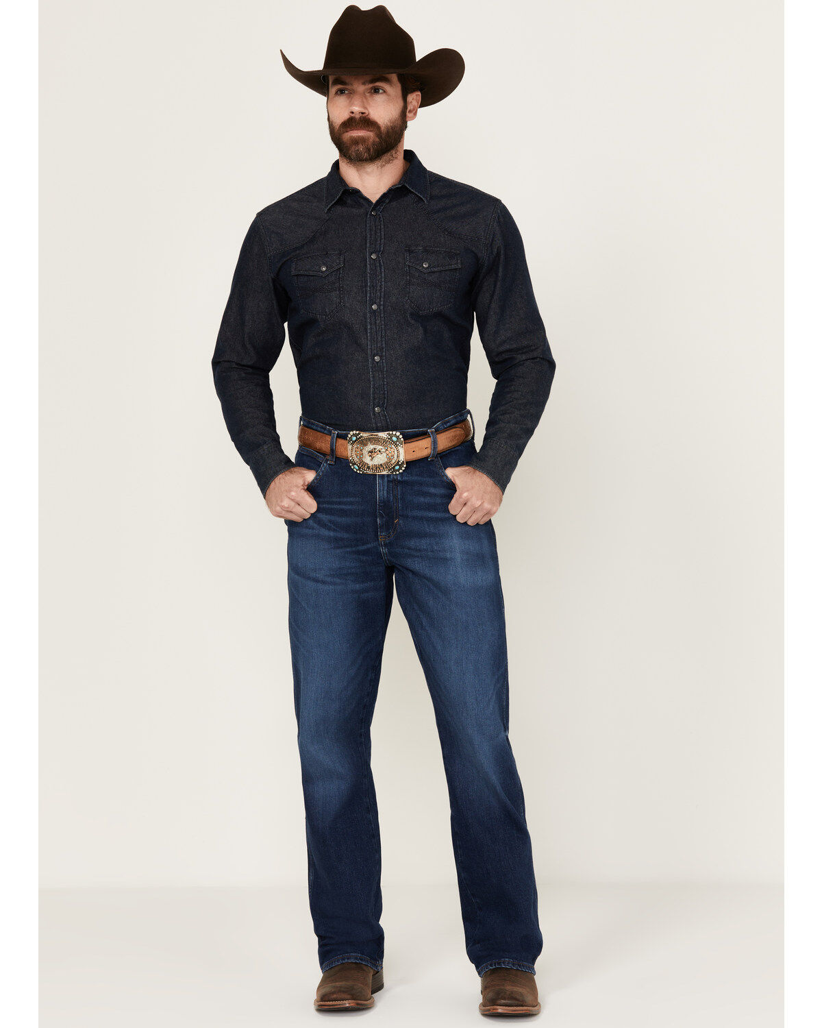 Men's Wrangler Retro Troxler Dark Wash Relaxed Bootcut Stretch Denim J