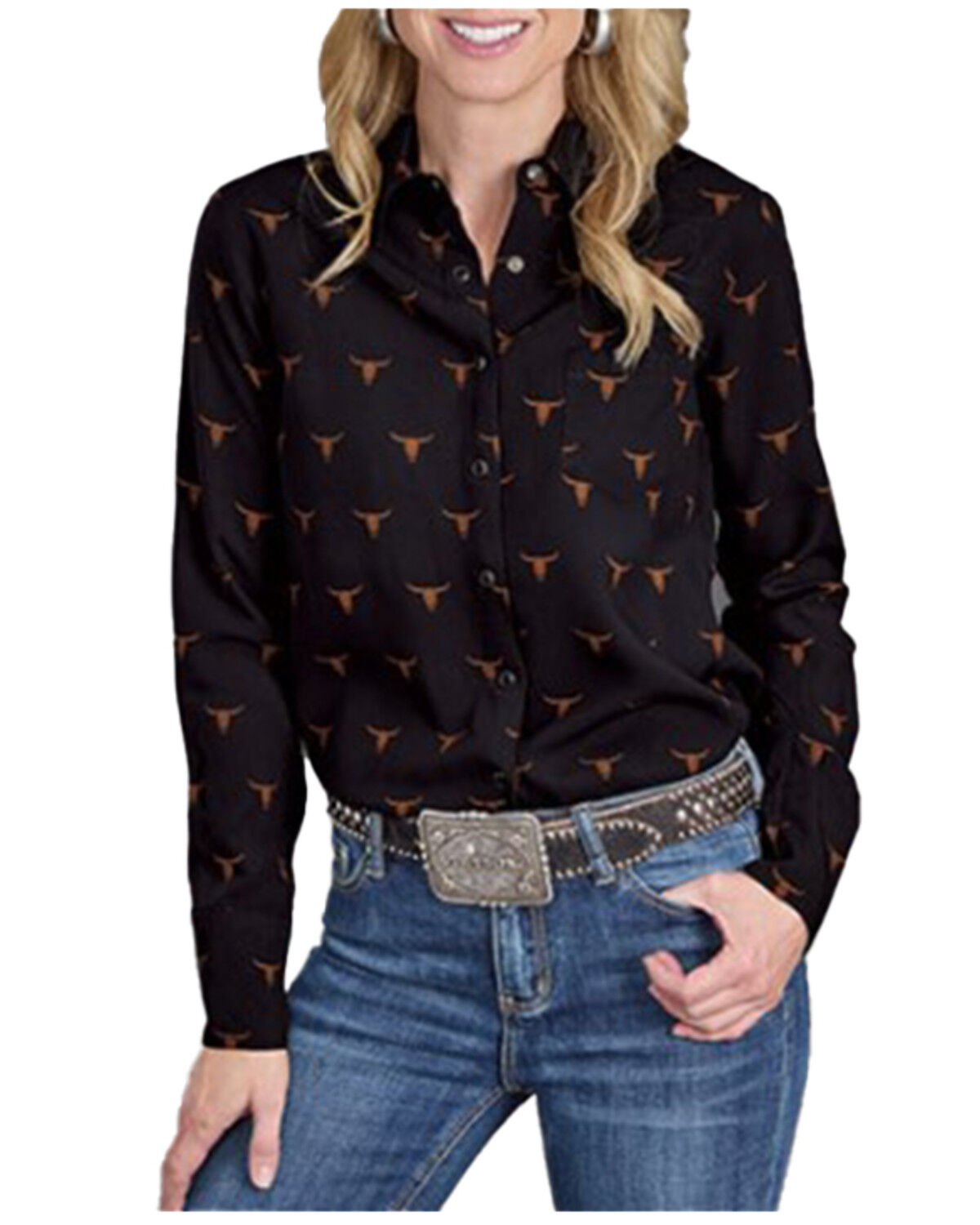Women's Stetson Mojave Steerhead Printed Long Sleeve Snap Western Shir