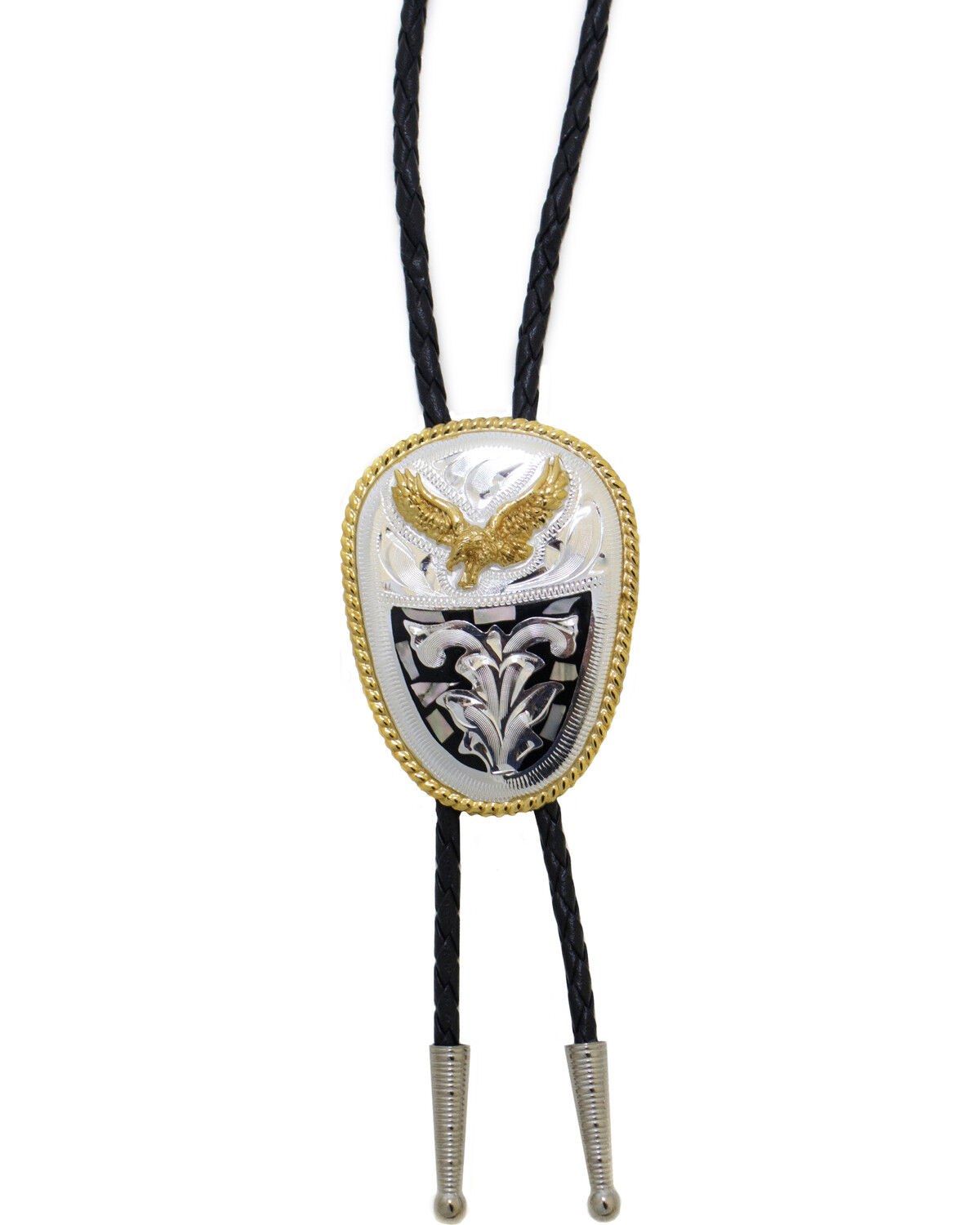 Men's Silver Western Express German Abalone Eagle Bolo Tie