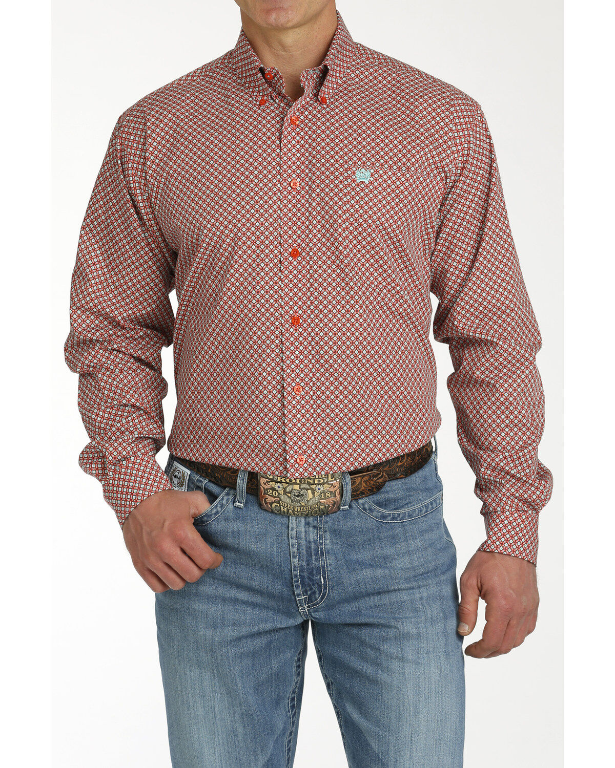 Men's Cinch Geo Print Long Sleeve Button-Down Western Shirt