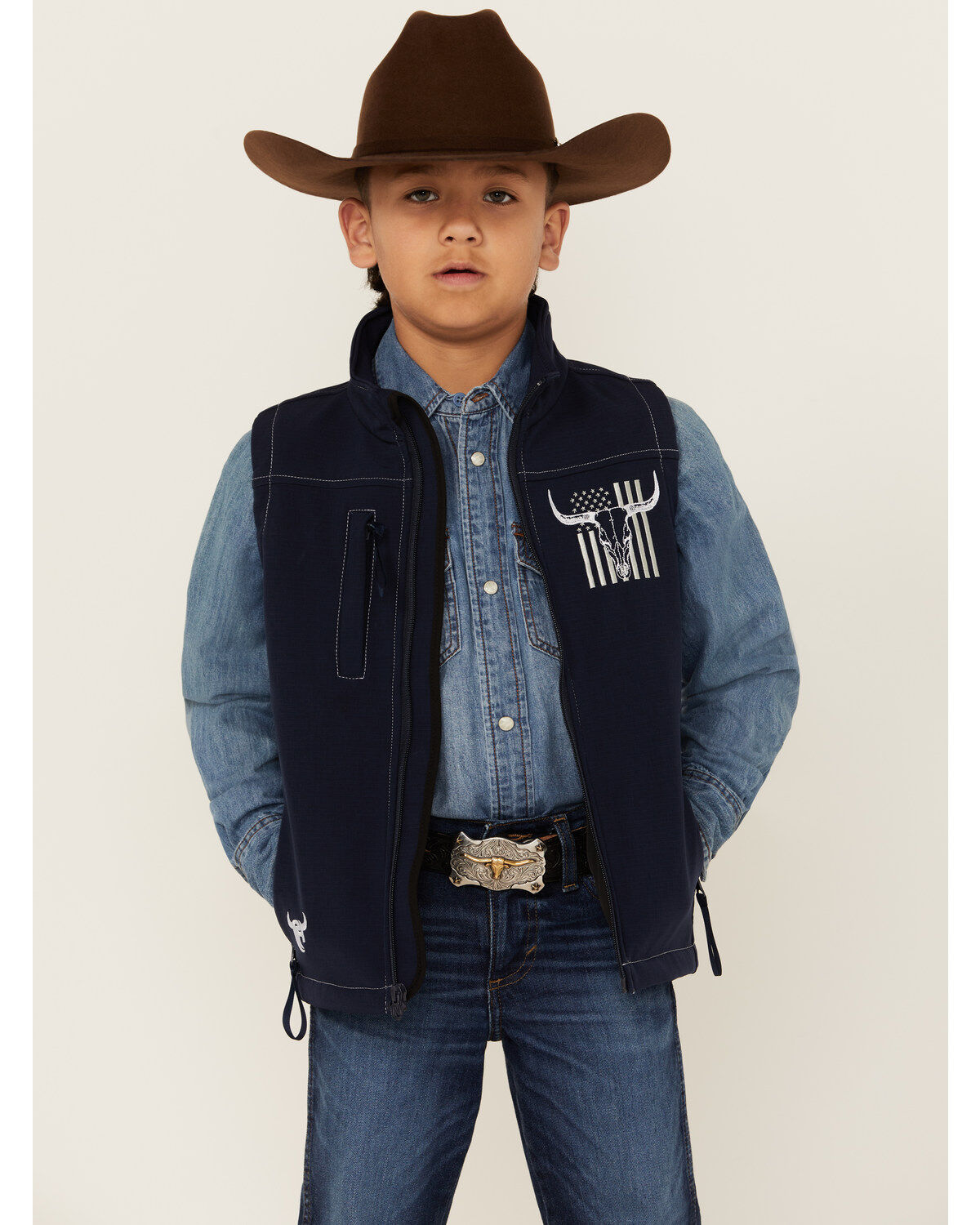 Boys' Cowboy Hardware Skull Flag Vest