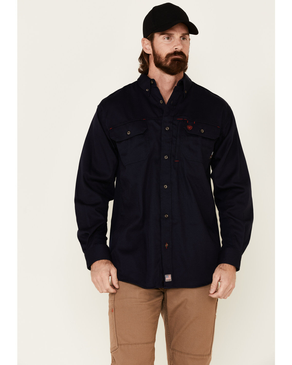 Men's Ariat FR Solid Vent Long Sleeve Button Down Work Shirt