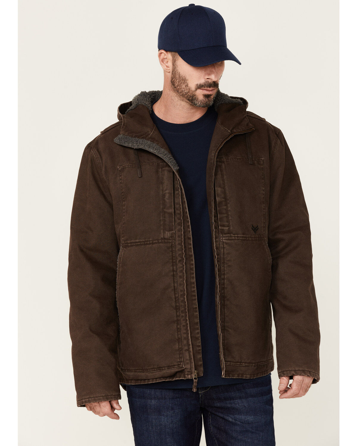 Men's Hawx Brown Castile Weathered Duck Hooded Zip-Front Insulated Wor