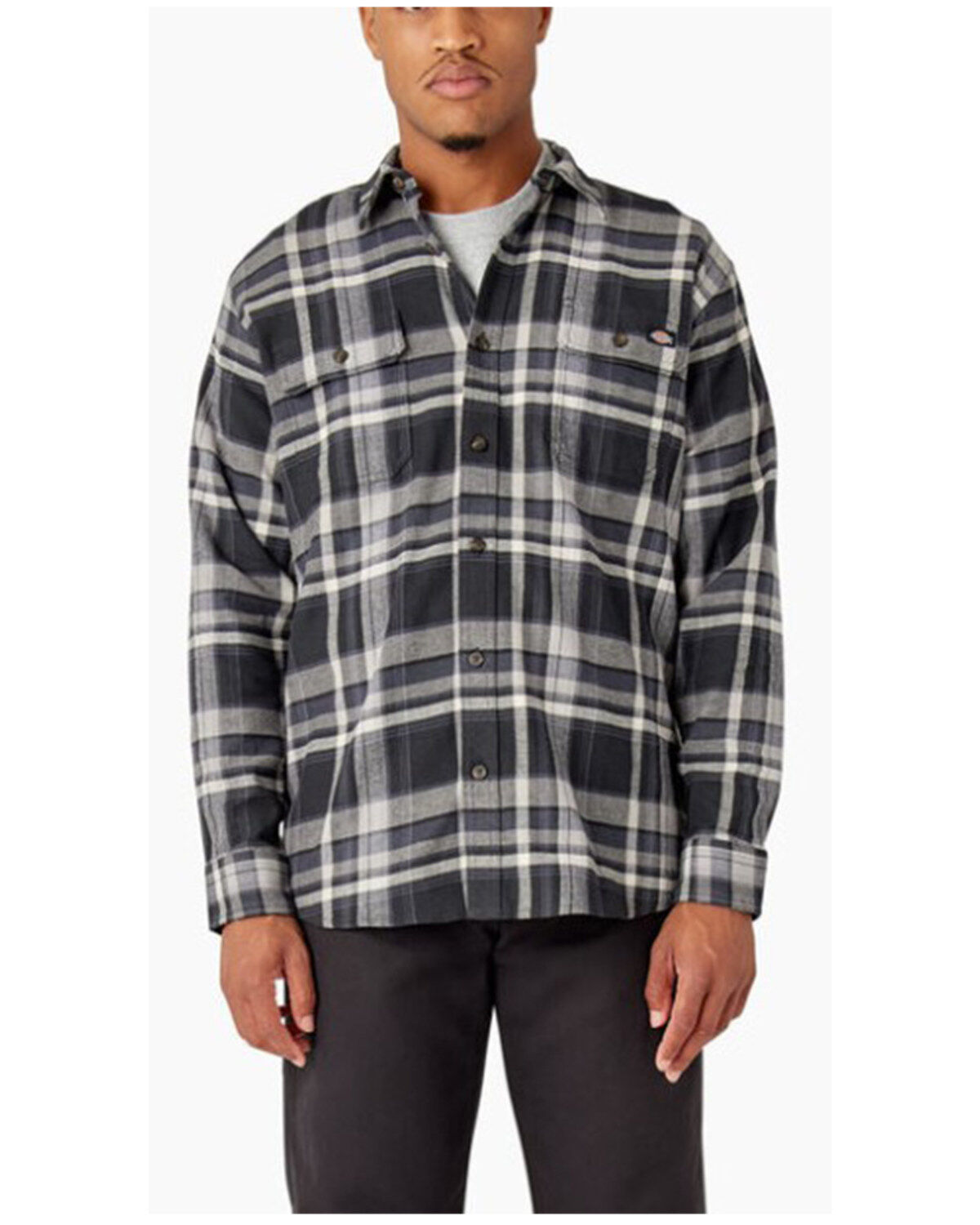 Men's Dickies Flex Plaid Print Long Sleeve Button-Down Flannel Work Sh