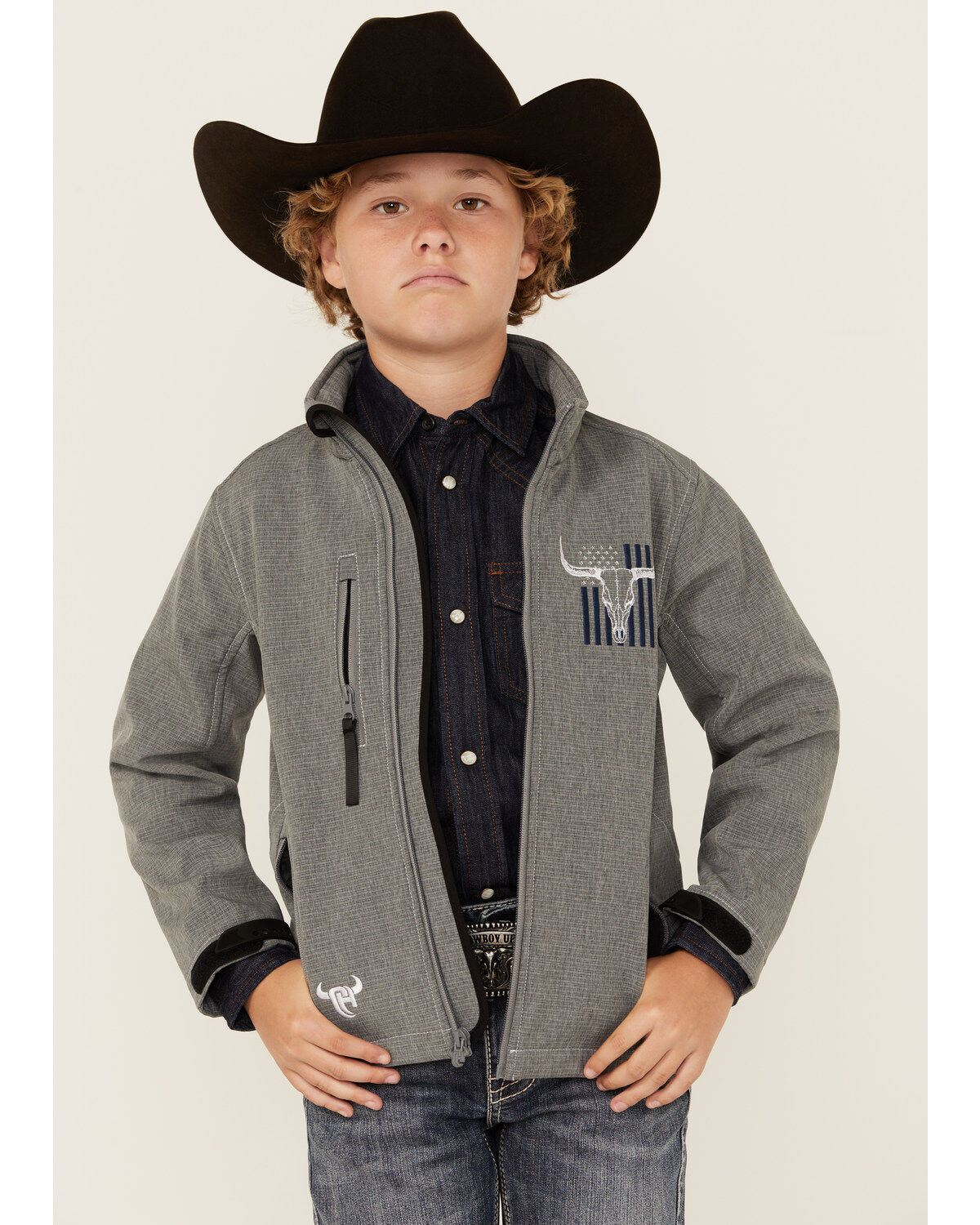 Boys' Cowboy Hardware Skull Flag Softshell Jacket