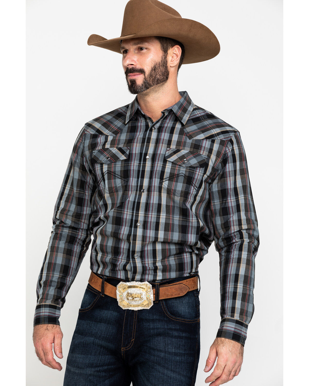 Men's Cody James Chapman Small Plaid Long Sleeve Western Shirt
