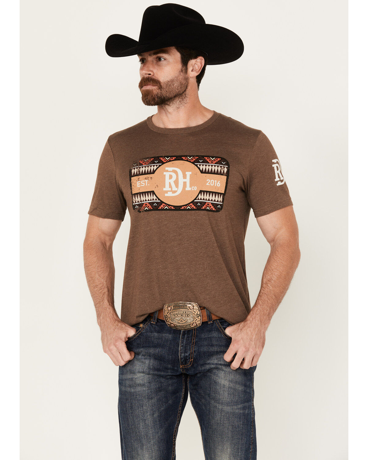 Men's Red Dirt Hat Copper Southwestern Print Logo Short Sleeve Graphic