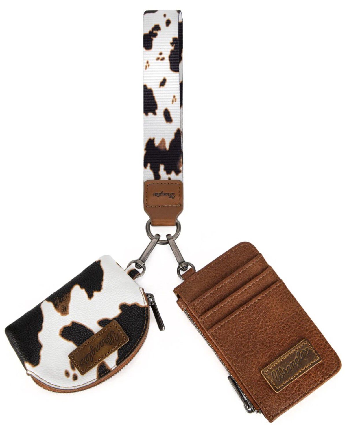 Women's Wrangler Cow Print Dual Pouch Wristlet