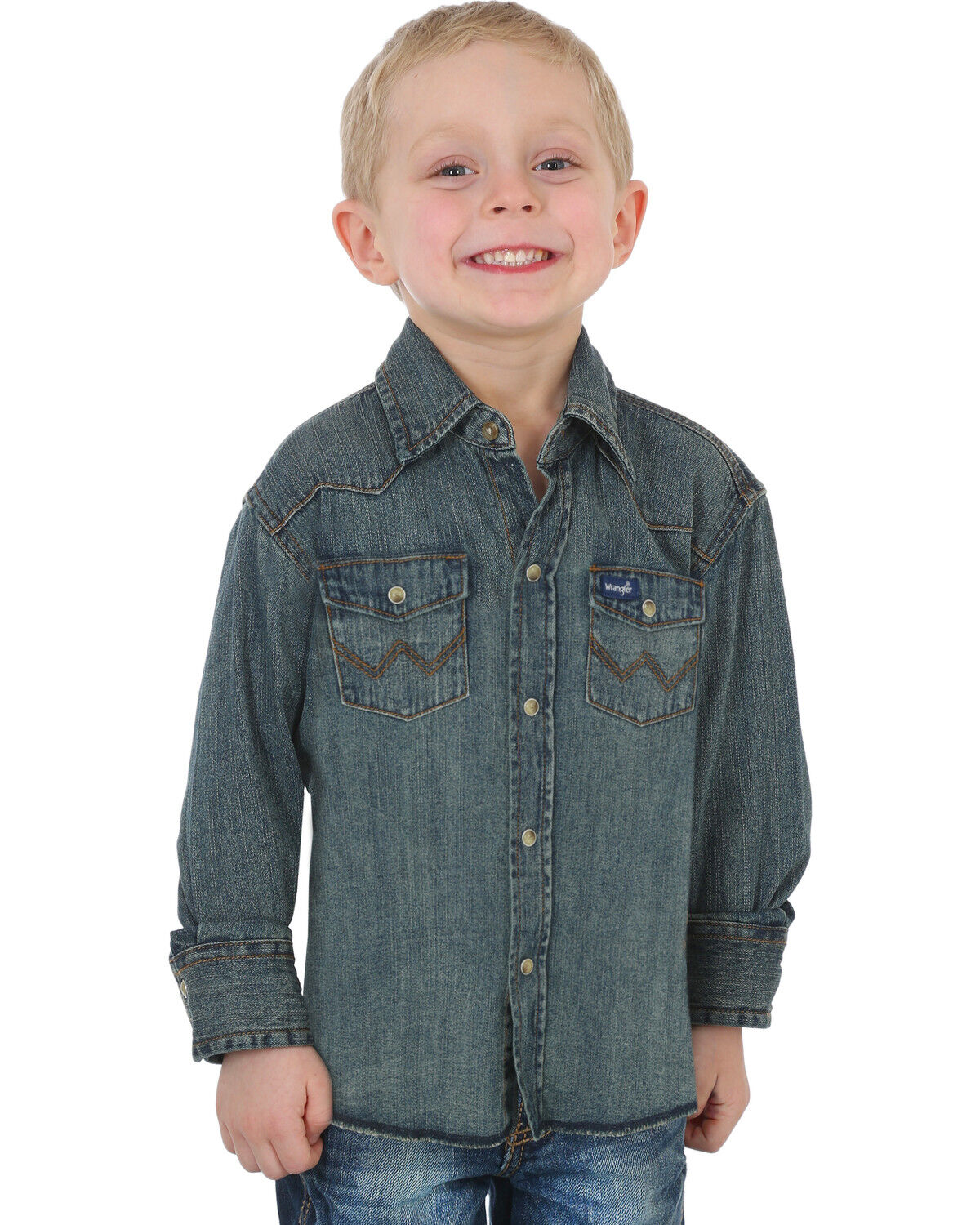Boys' Wrangler Long Sleeve Snap Western Denim Shirt