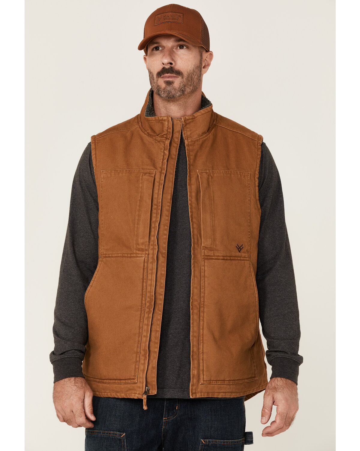 Men's Hawx Rust Copper Browder Weathered Duck Zip-Front Insulated Work