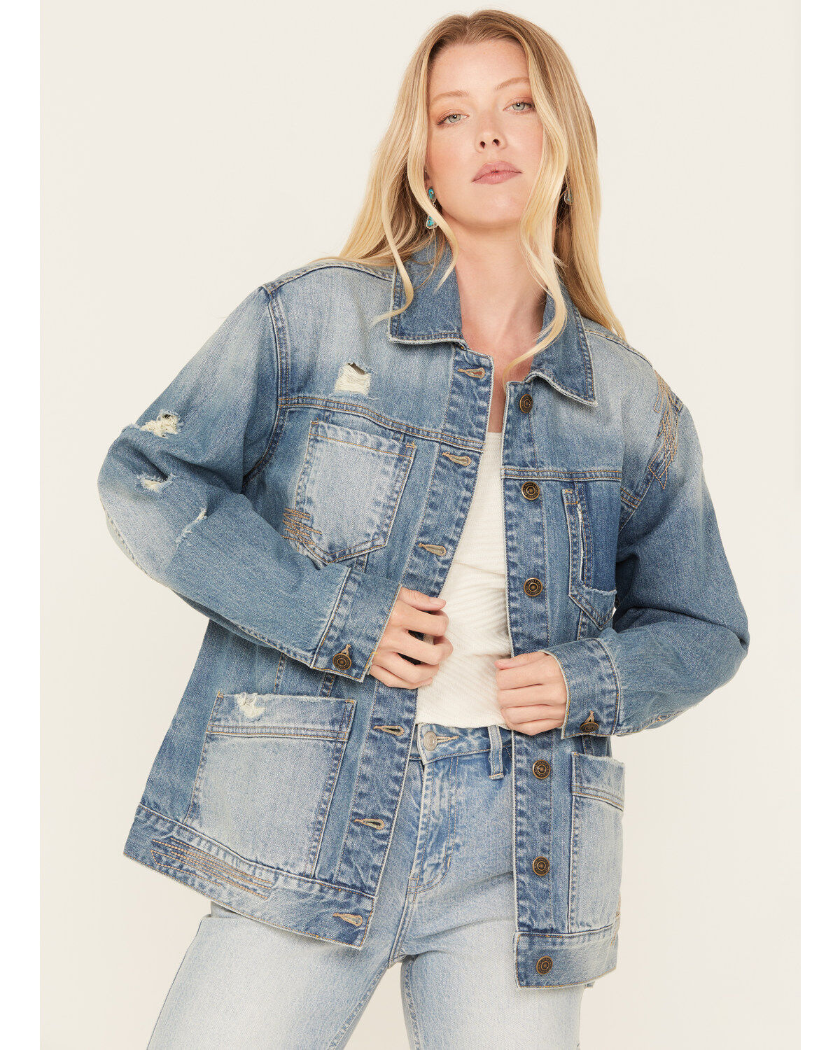 Women's Cleo + Wolf Medium Wash Denim Jacket