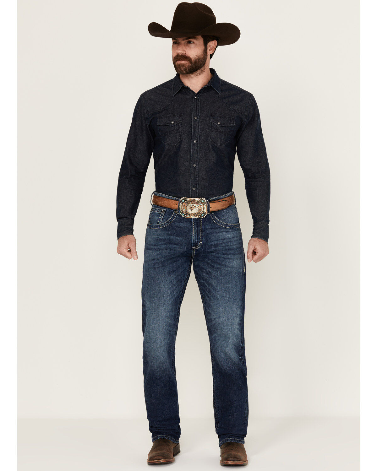 Men's Wrangler Rock 47 by Allenbrook Dark Wash Slim Straight Stretch D