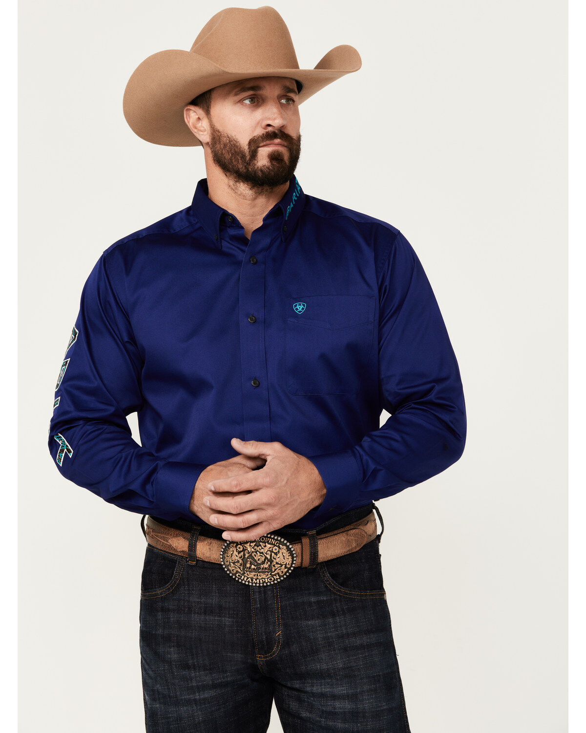 Men's Ariat Team Logo Twill Long Sleeve Button-Down Western Shirt