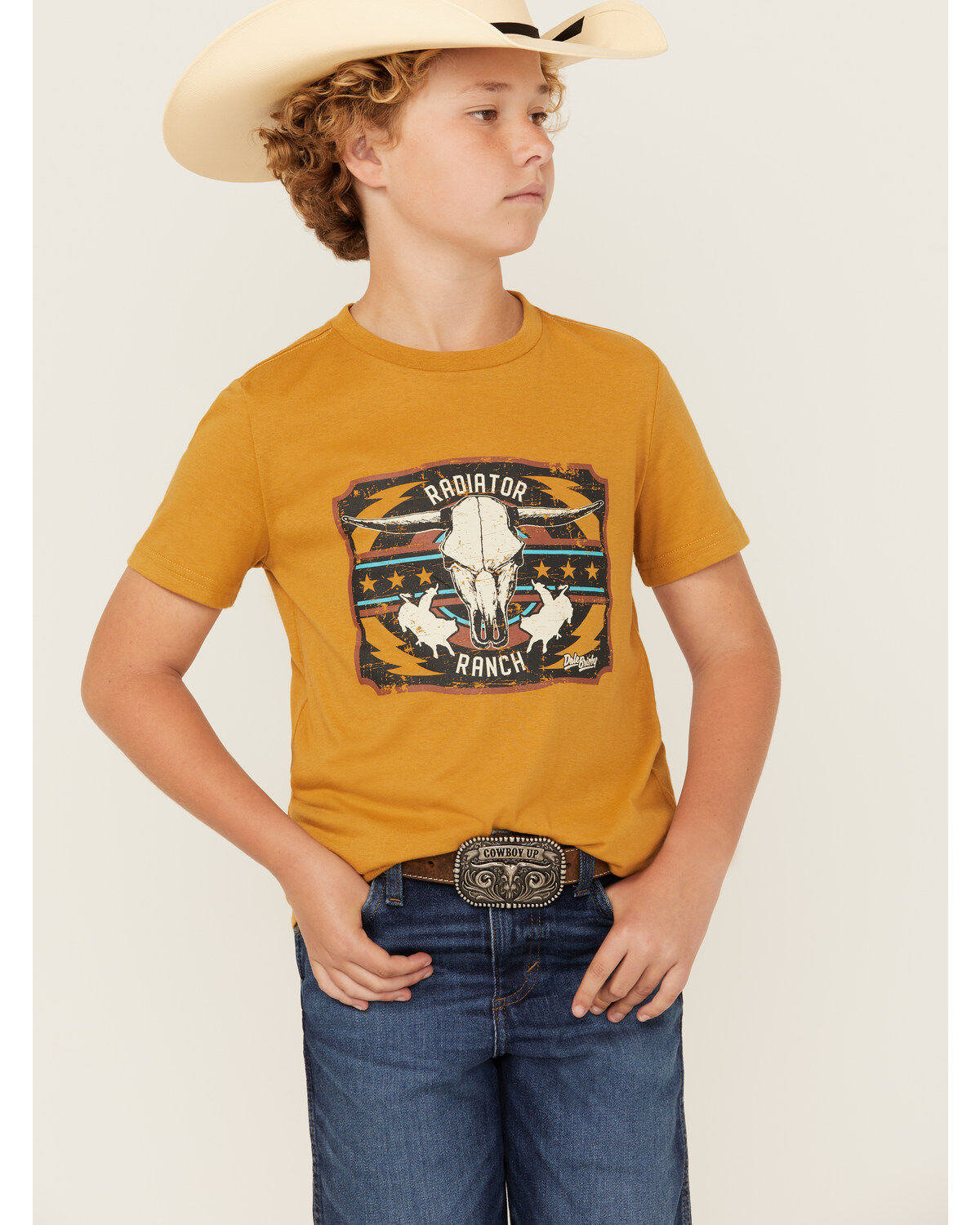 Boys' Dale Brisby Rock & Roll Denim Steer Head Short Sleeve Graphic T-