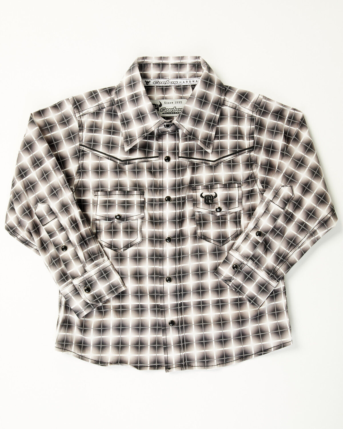 Boys' Cowboy Hardware Toddler Cubed Print Long Sleeve Snap Stretch Wes
