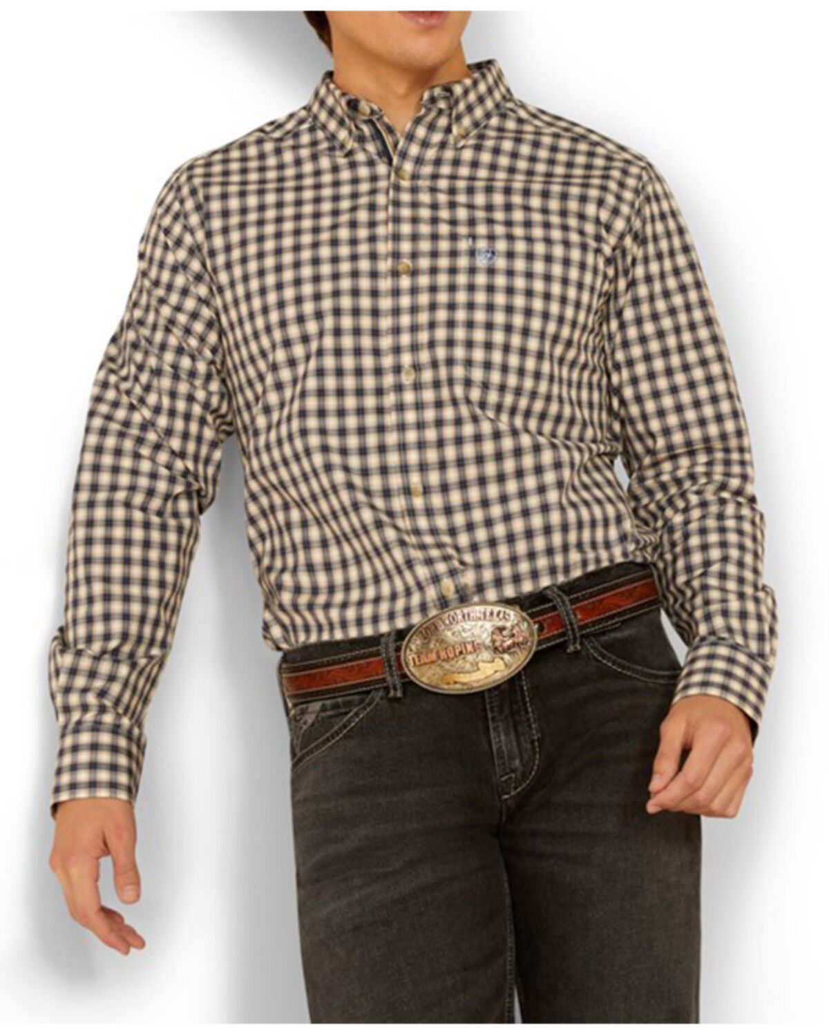 Men's Ariat Thad Pro Series Plaid Print Long Sleeve Button-Down Wester