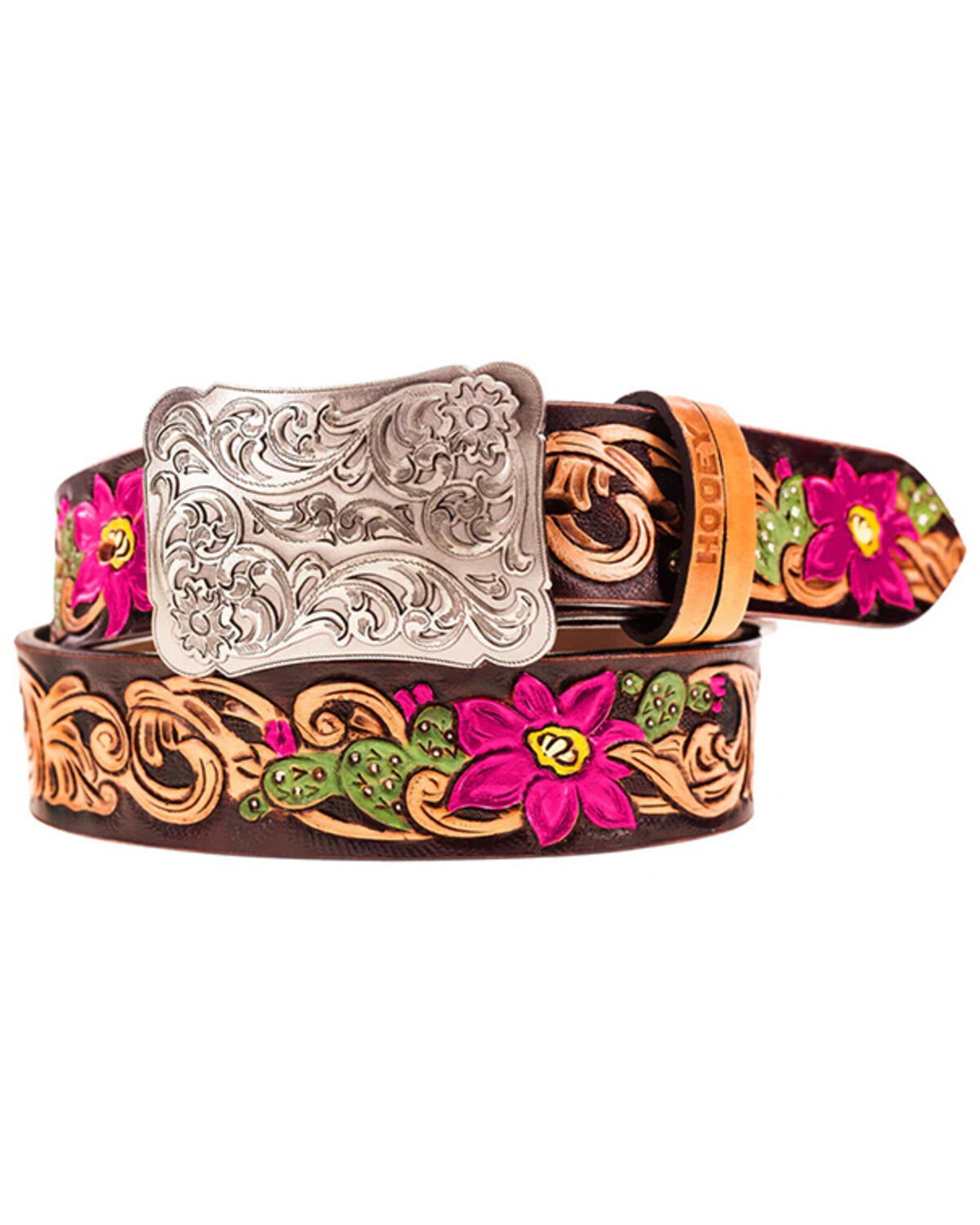 Women's Hooey Senorita Tooled Floral Painted Buckle Belt
