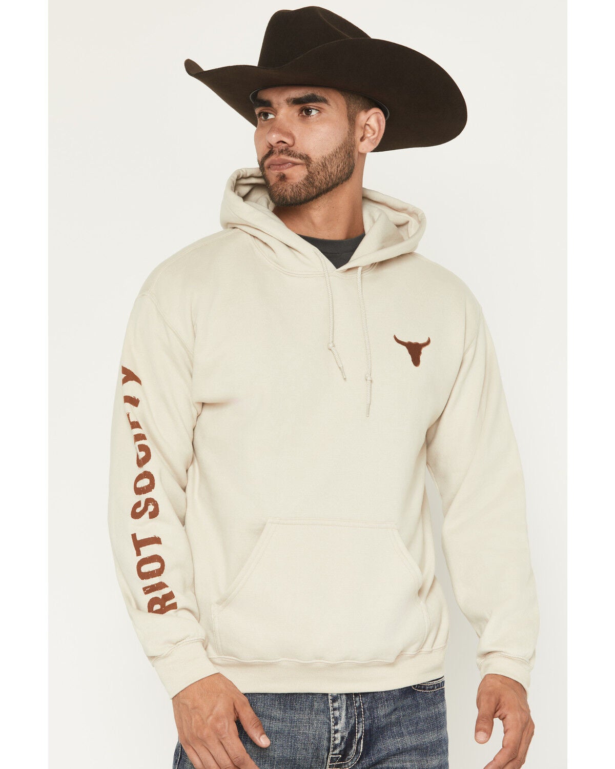 Men's Riot Society Bull Skull Embroidered Hooded Sweatshirt