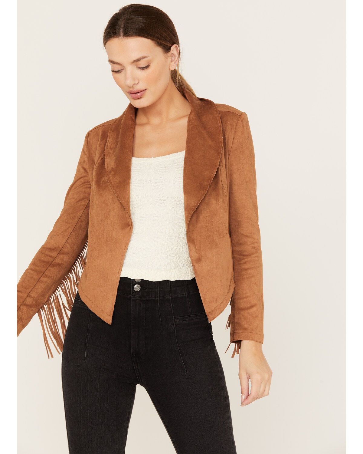 Women's Shyanne Crop Fringe Faux Suede Jacket
