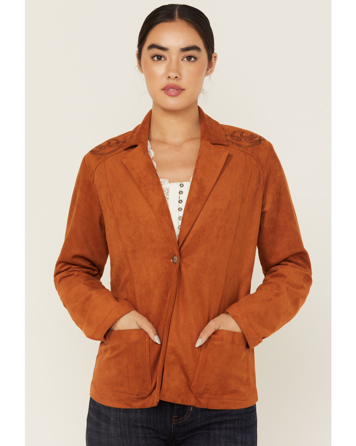 Women's Idyllwind Pasadena Embroidered Faux Suede Blazer